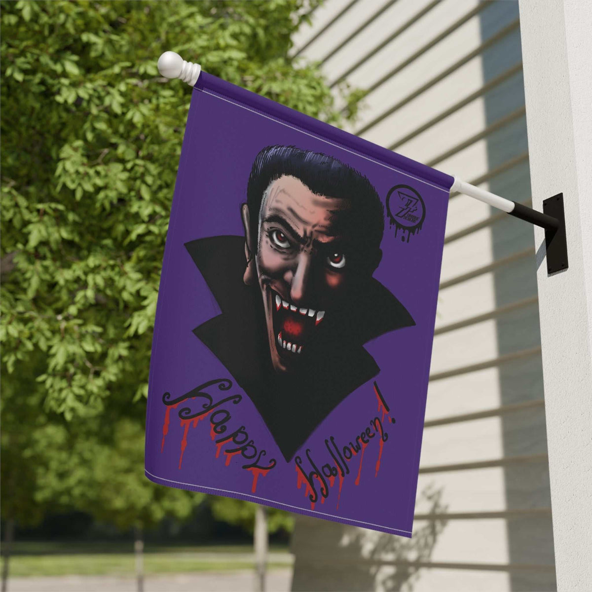 Scary Vampire Halloween House Banner | Double-Sided Yard Flag (24.5" x 32")