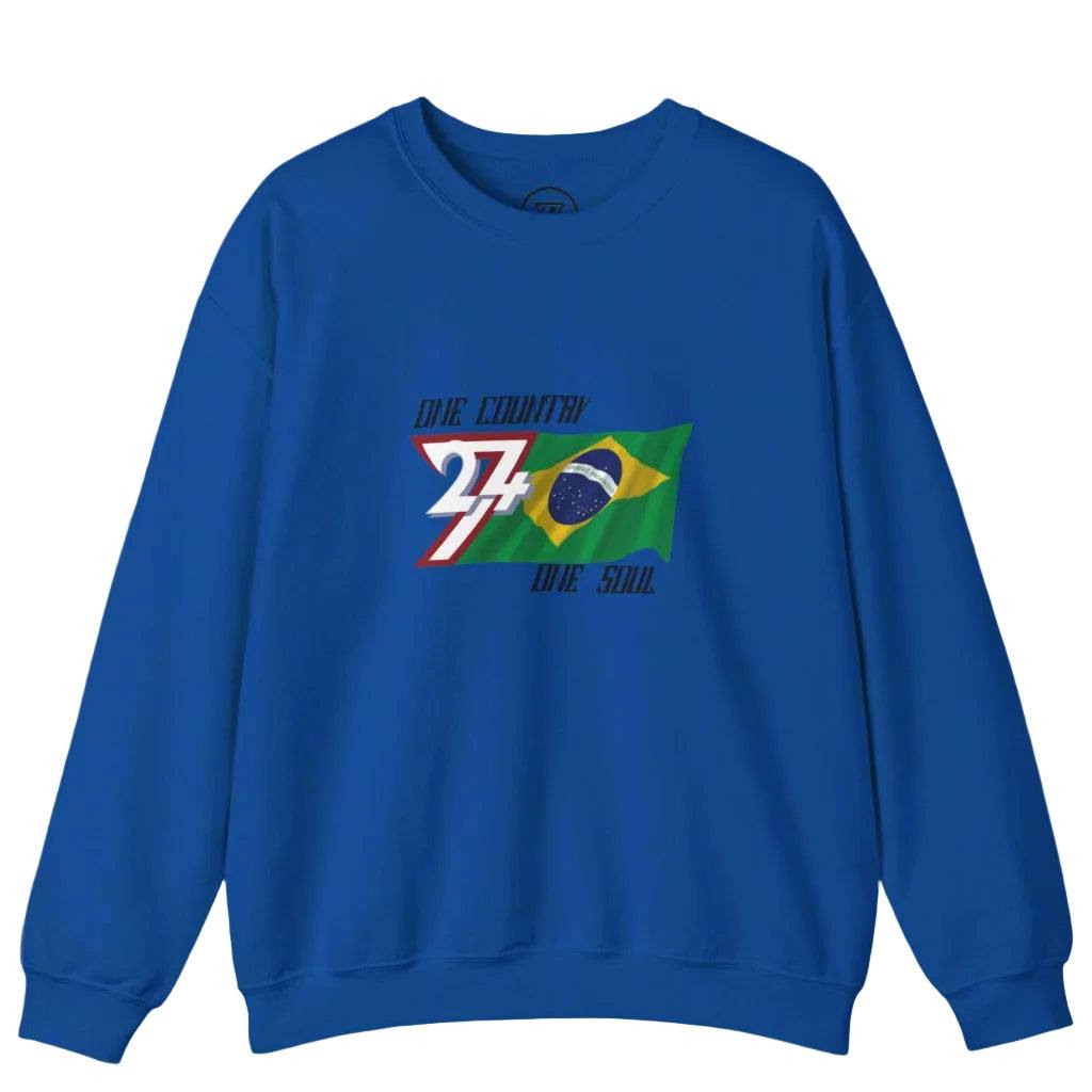 Royal blue jumper with Brazil flag printed on chest