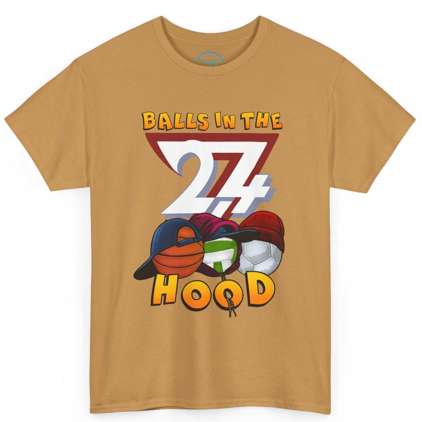 Old gold unique streetwear t-shirt with the signature 24/7 Unique Designs graphic.