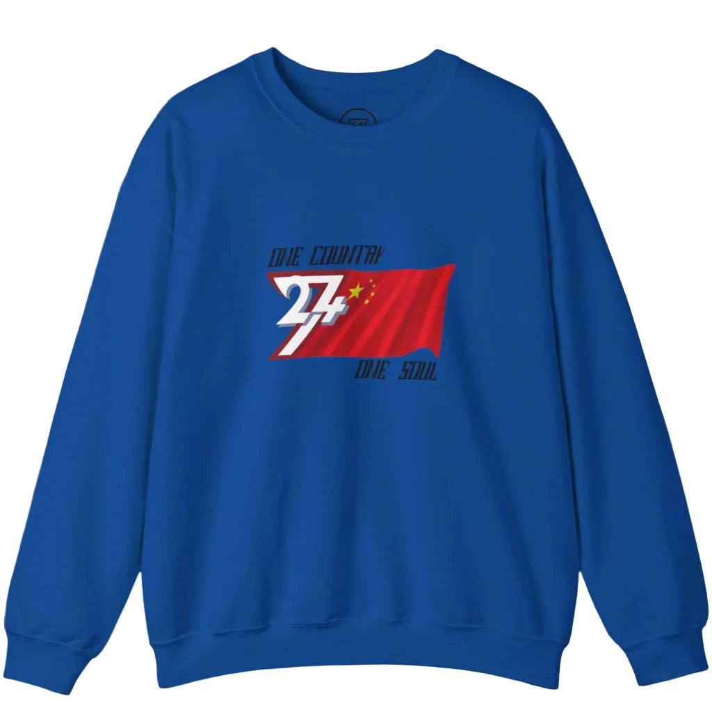 China flag sweatshirt in royal blue color