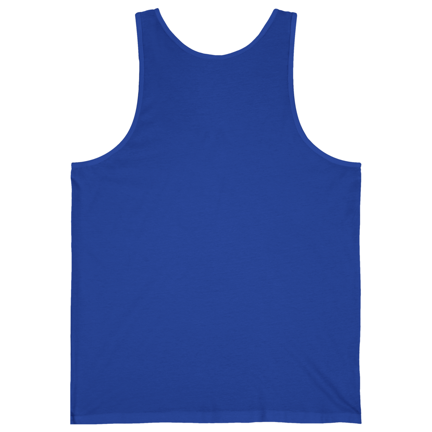 Back view of a plain true royal blue breathable summer tank top.