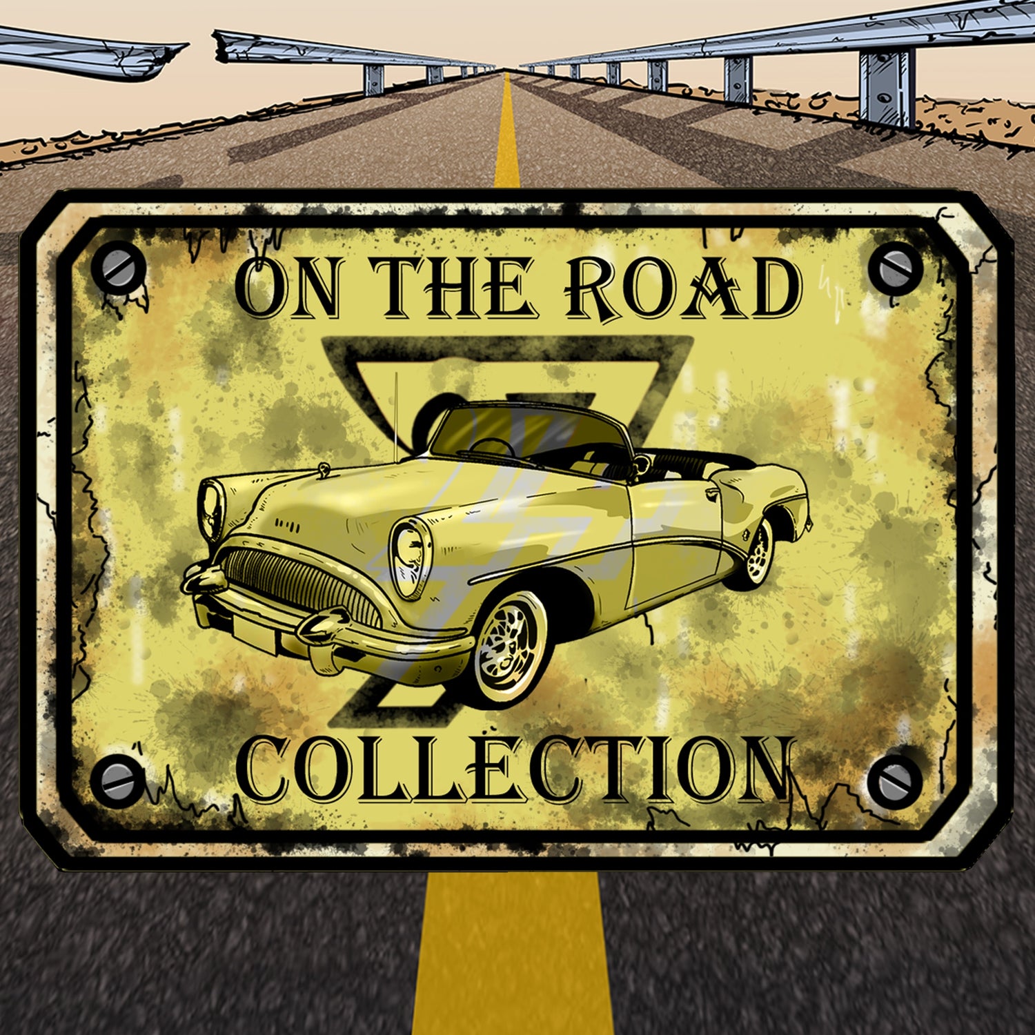 Main collection display of On The Road Since birthday shirts featuring hand-drawn classic vehicles from every year between 1950 and 2000