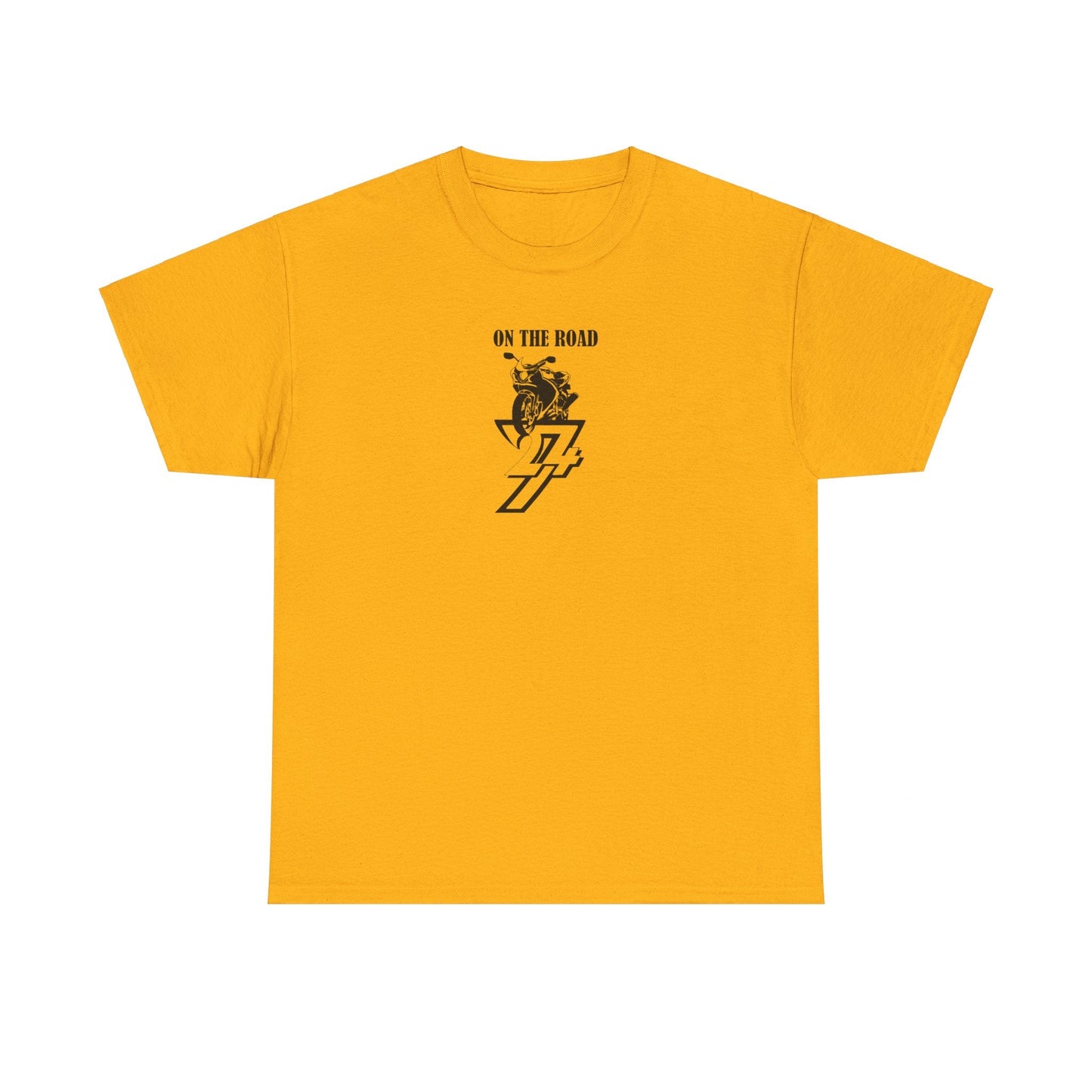 Unique Design On The Road Bike black unisex T-shirt gold
