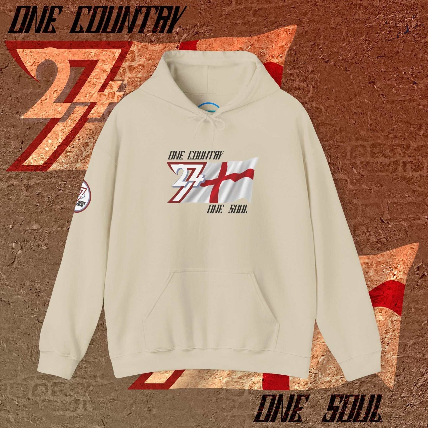 Minimalist Beige England hoodie designed for high-end, understated streetwear style.