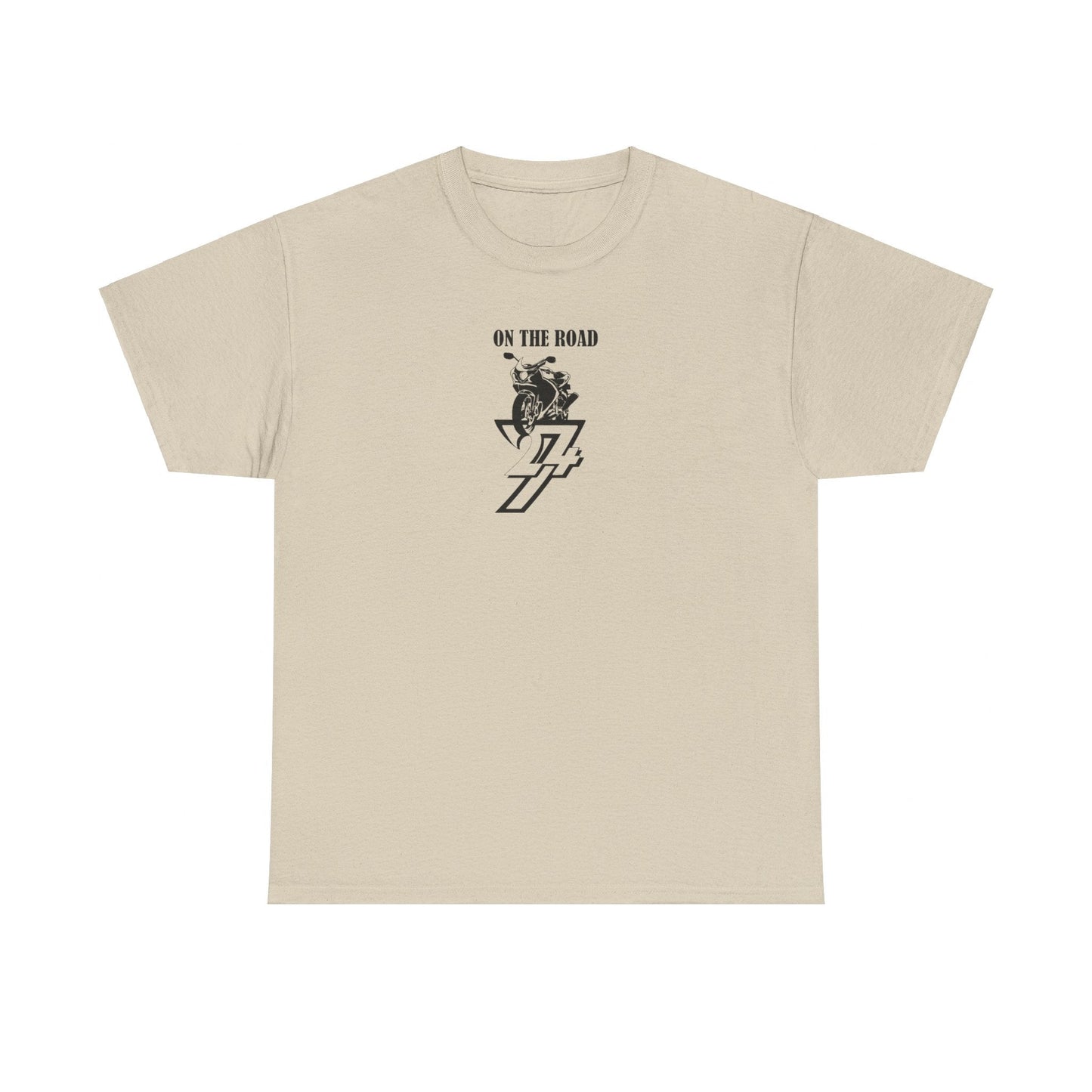 Unique Design On The Road Bike black unisex T-shirt sand