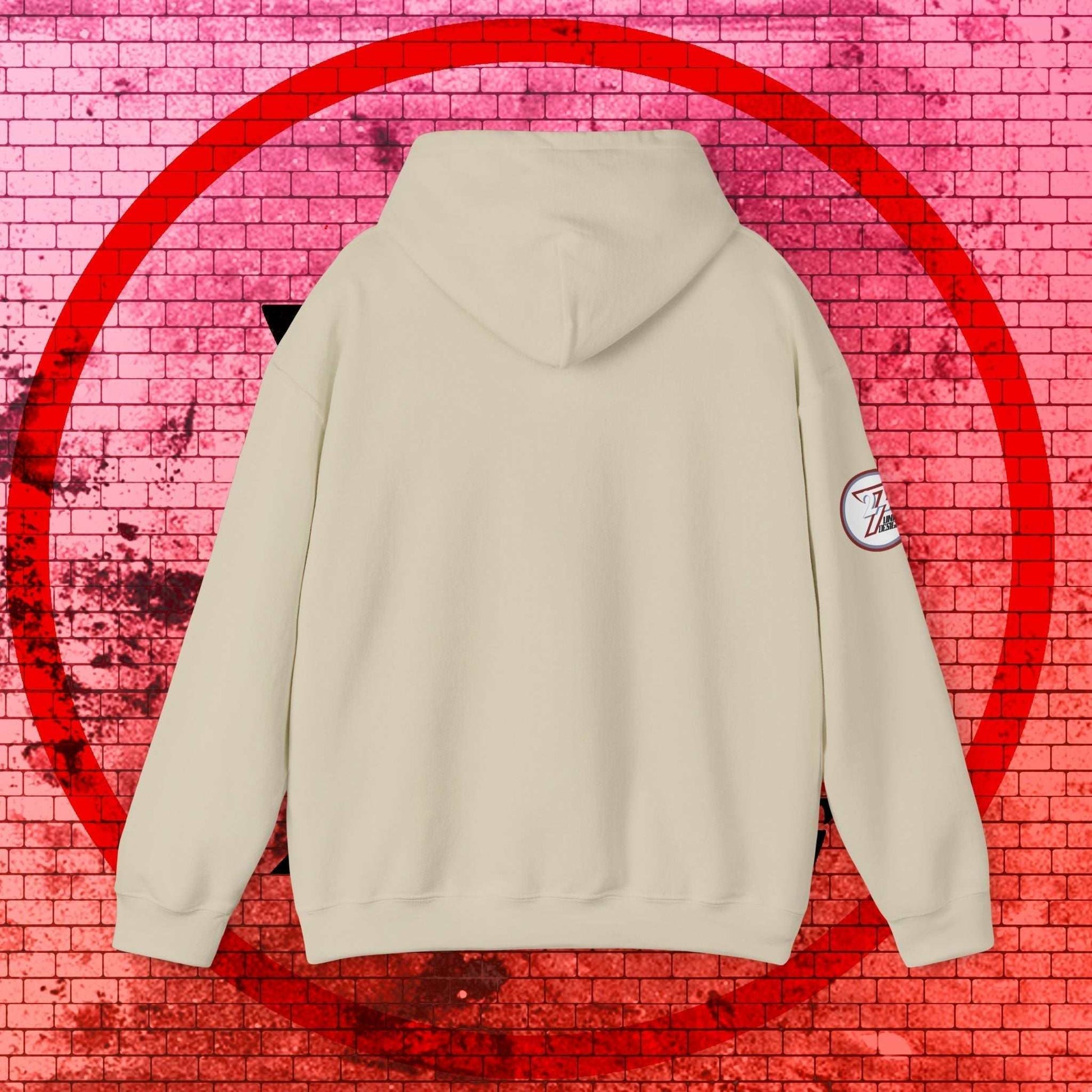 Clean, unprinted back of England hoodie showing the structured 8oz drape and double-lined hood.
