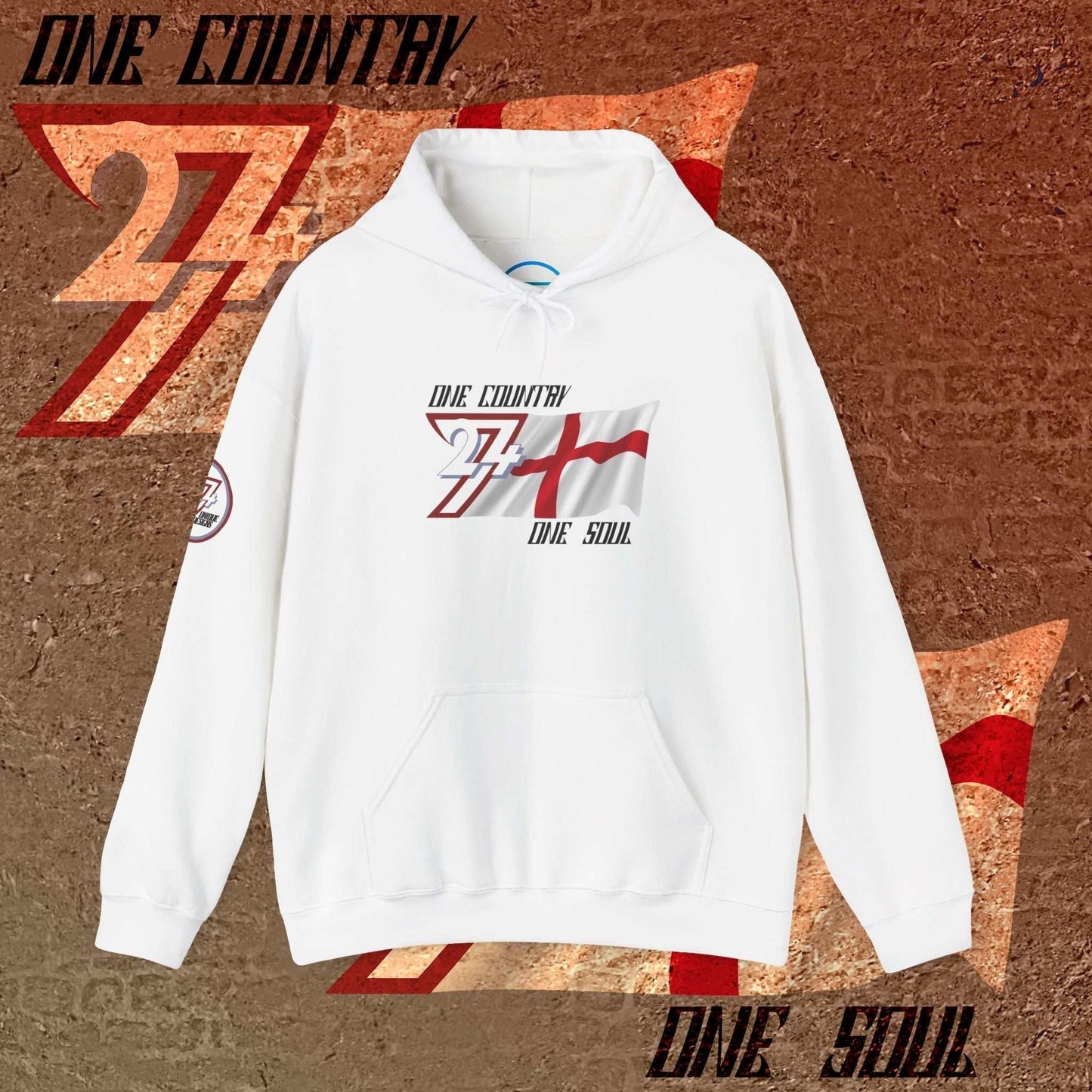 White England "Valor" hoodie with refined hand-drawn lines for never-ending national pride.