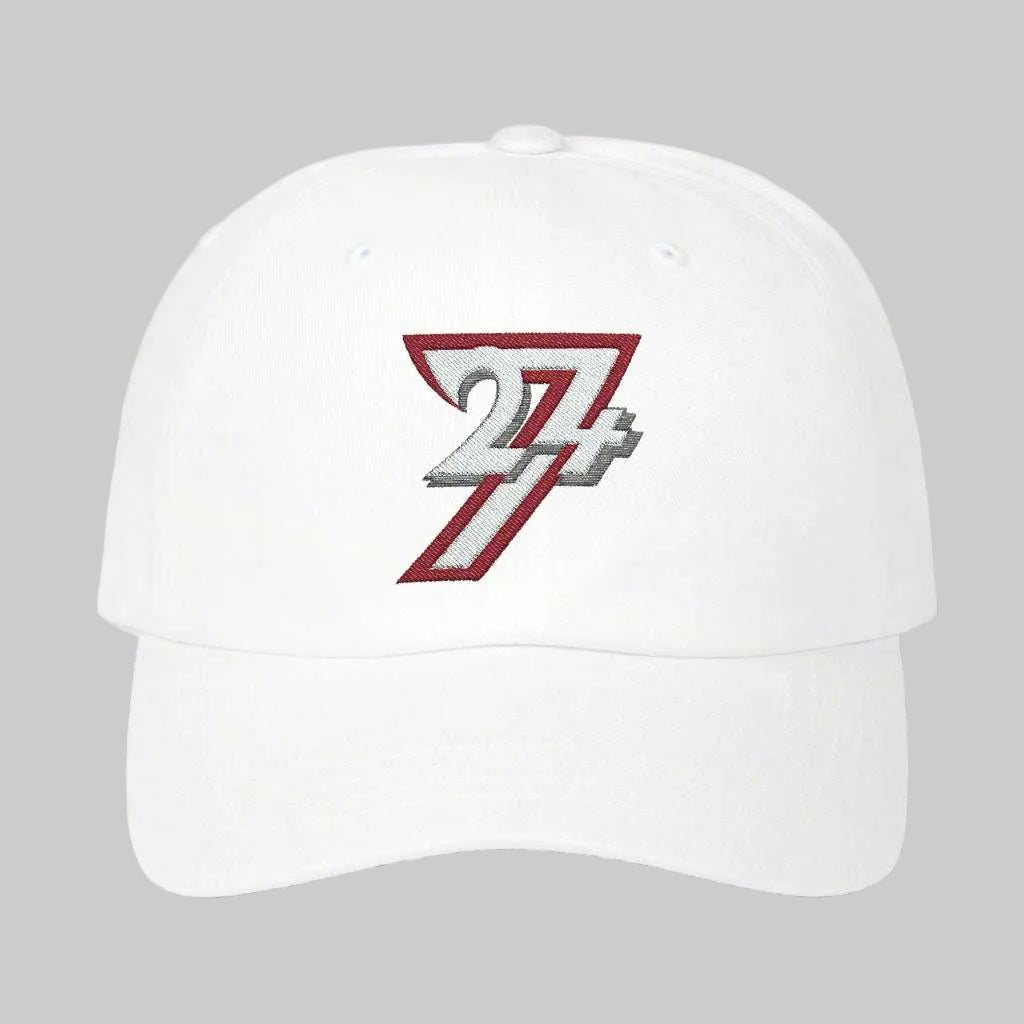 White Classic Dad Cap with embroidered 24/7 logo front
