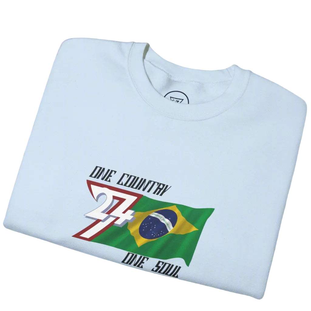 Light blue jumper with Brazil flag design