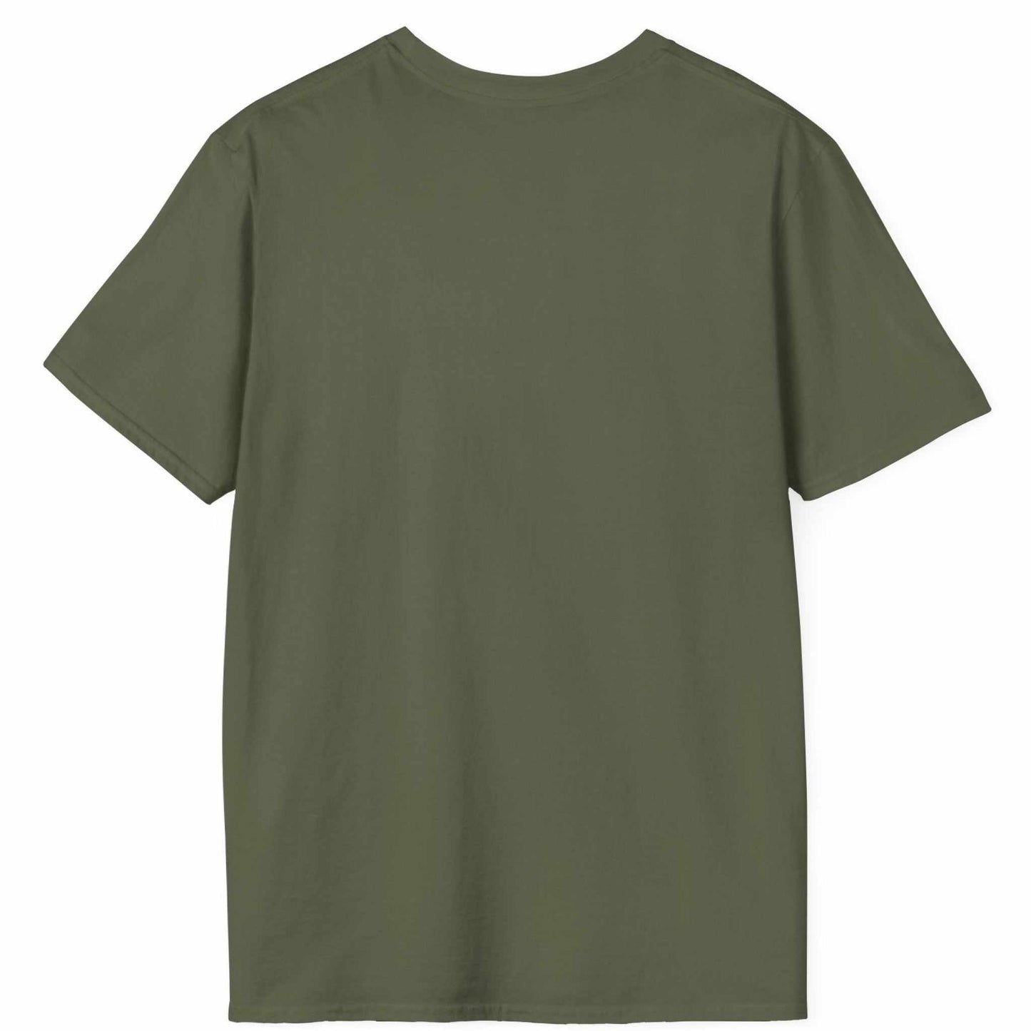 Back view of the army green classic retail fit professional humor top, displayed on a clean background.