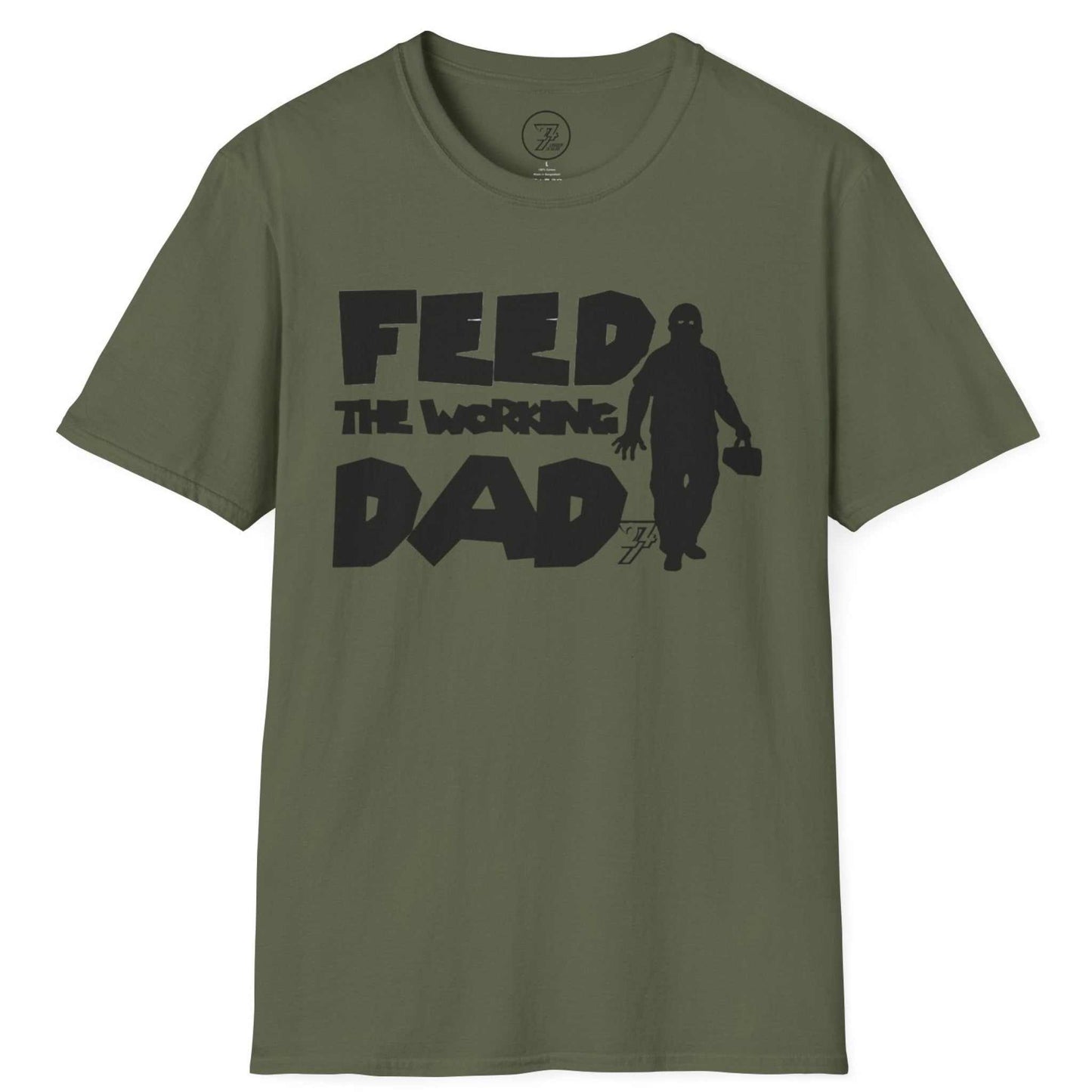 Army green construction dad graphic tee displaying the bold graphic, shown on a clean background.