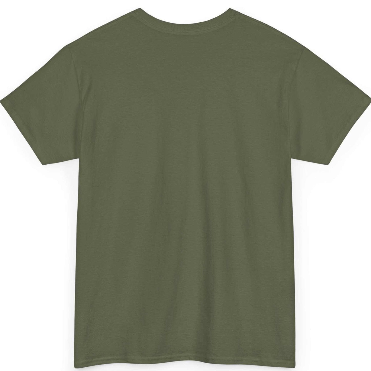 Back view of the army green martial arts streetwear graphic tee, showing the clean, unprinted back canvas.