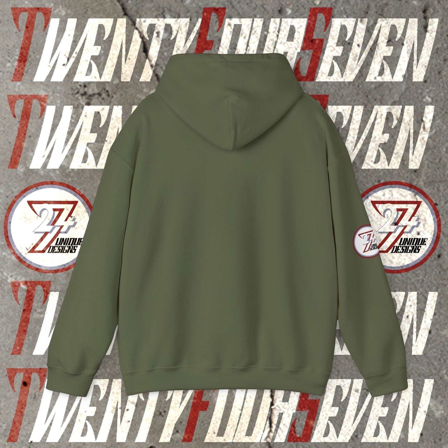 Rear perspective of the USA flag hoodie showing the clean, unprinted back and double-lined hood detail.