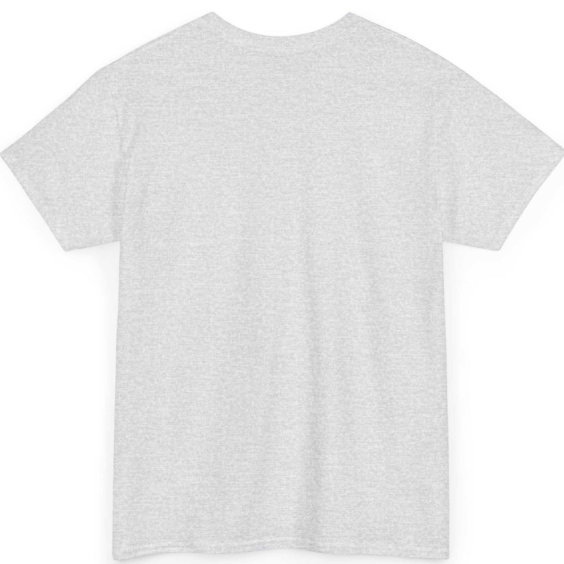 Back view of the ash seamless tubular adult gag gift t-shirt, displayed on a clean background.