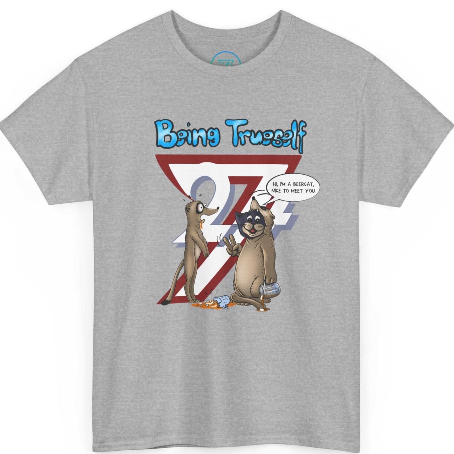 Athletic grey funny pun t-shirt featuring the custom speech bubble art, shown on a clean background.