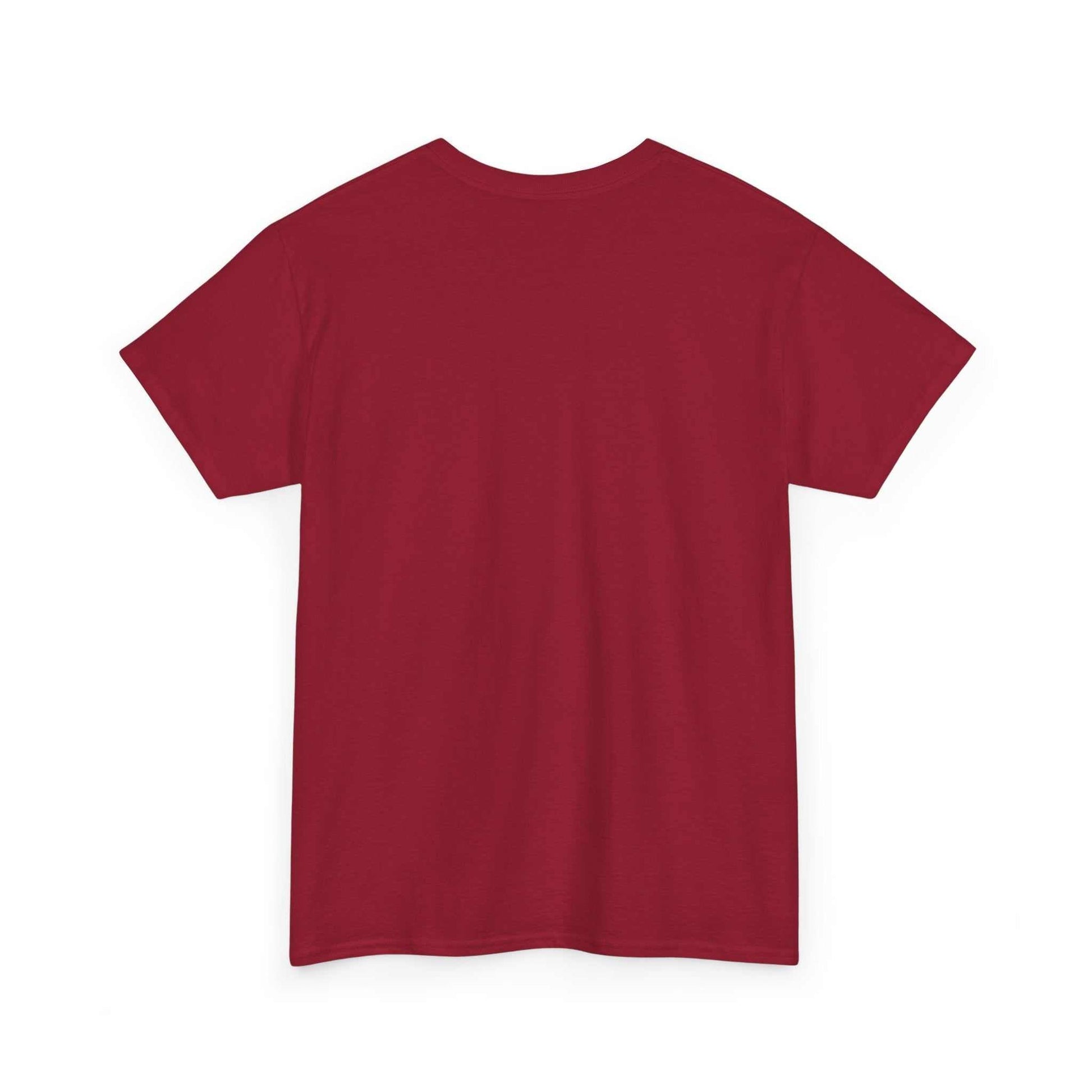 Back view of maroon South Korea Flag Graphic Tee with a plain design and unisex fit