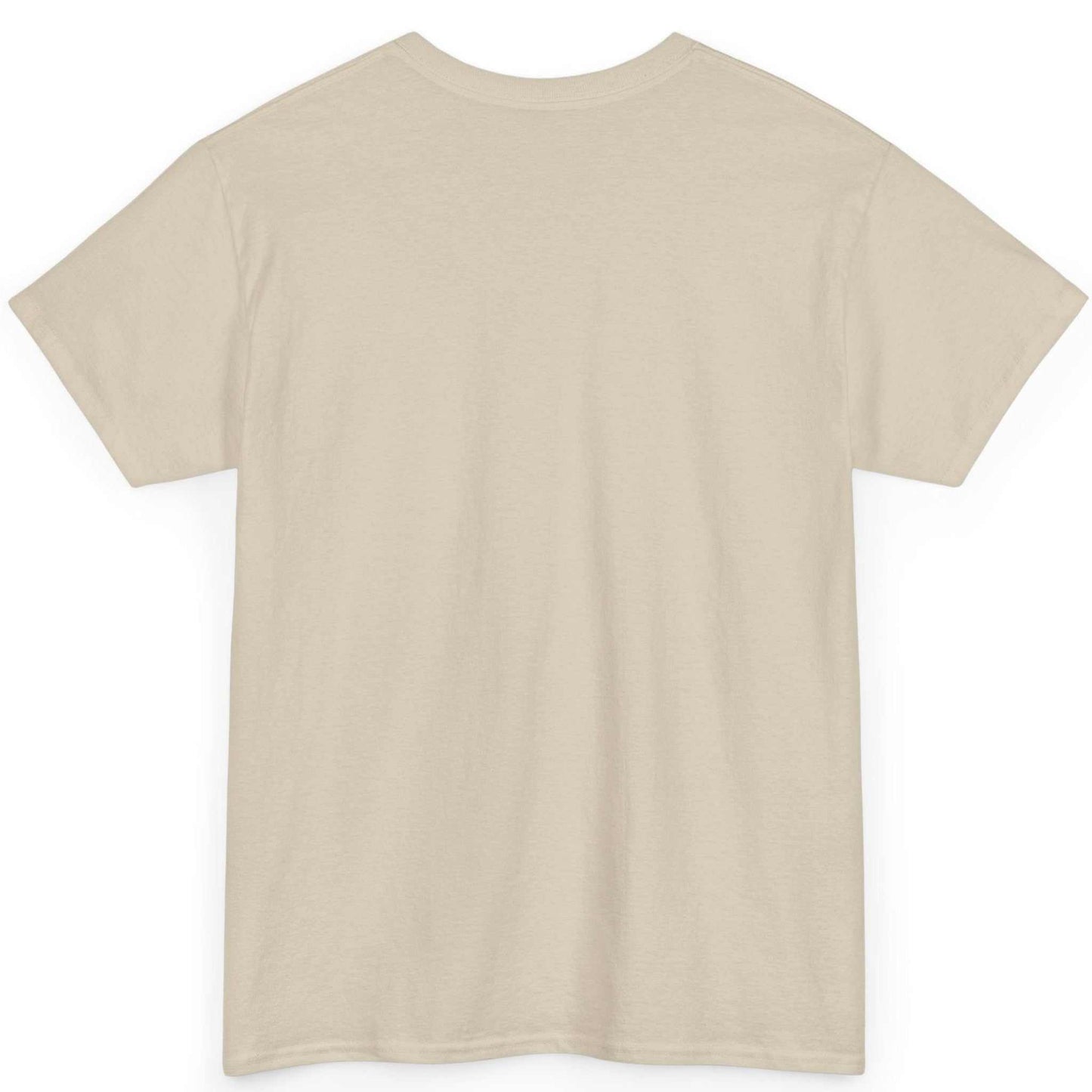 Back view of the beige funny IT professional graphic tee
