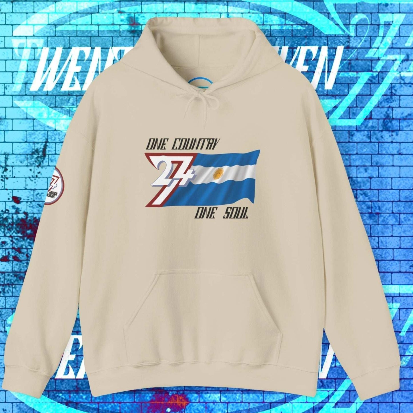 Minimalist Beige Argentina hoodie designed for high-end, understated streetwear style.