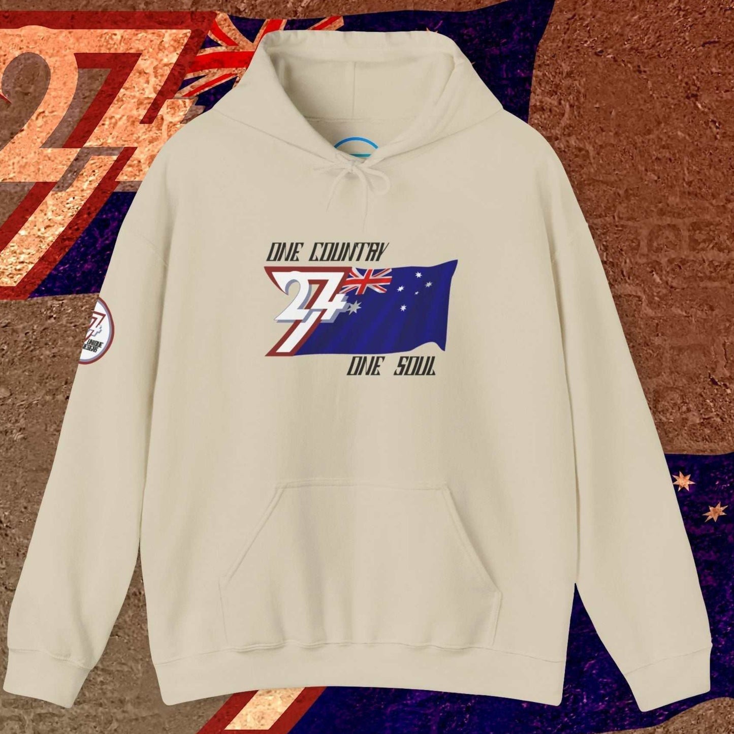 Minimalist Beige Australia hoodie designed for high-end, understated streetwear style.