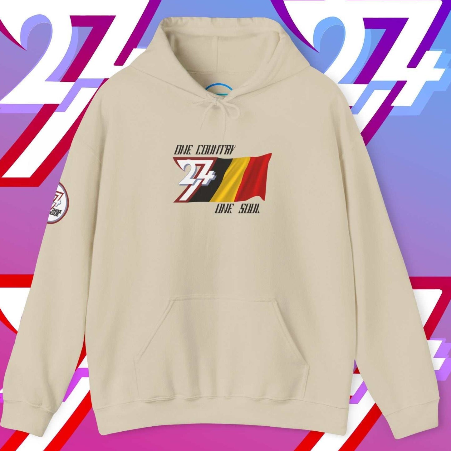 Minimalist Beige Belgium hoodie designed for high-end, understated streetwear style.