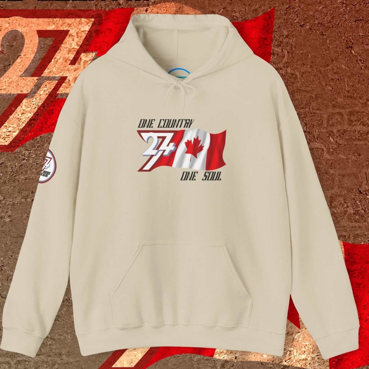 Minimalist Beige Canada hoodie designed for high-end, understated streetwear style.