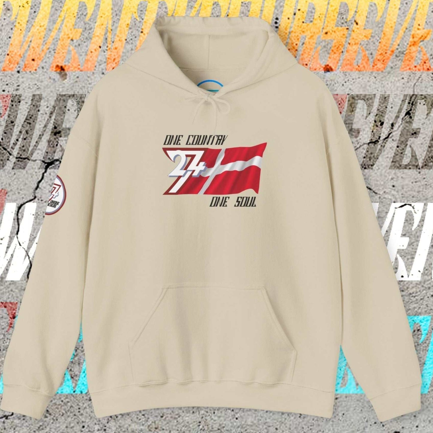 Minimalist Beige Denmark hoodie designed for high-end, understated streetwear style.