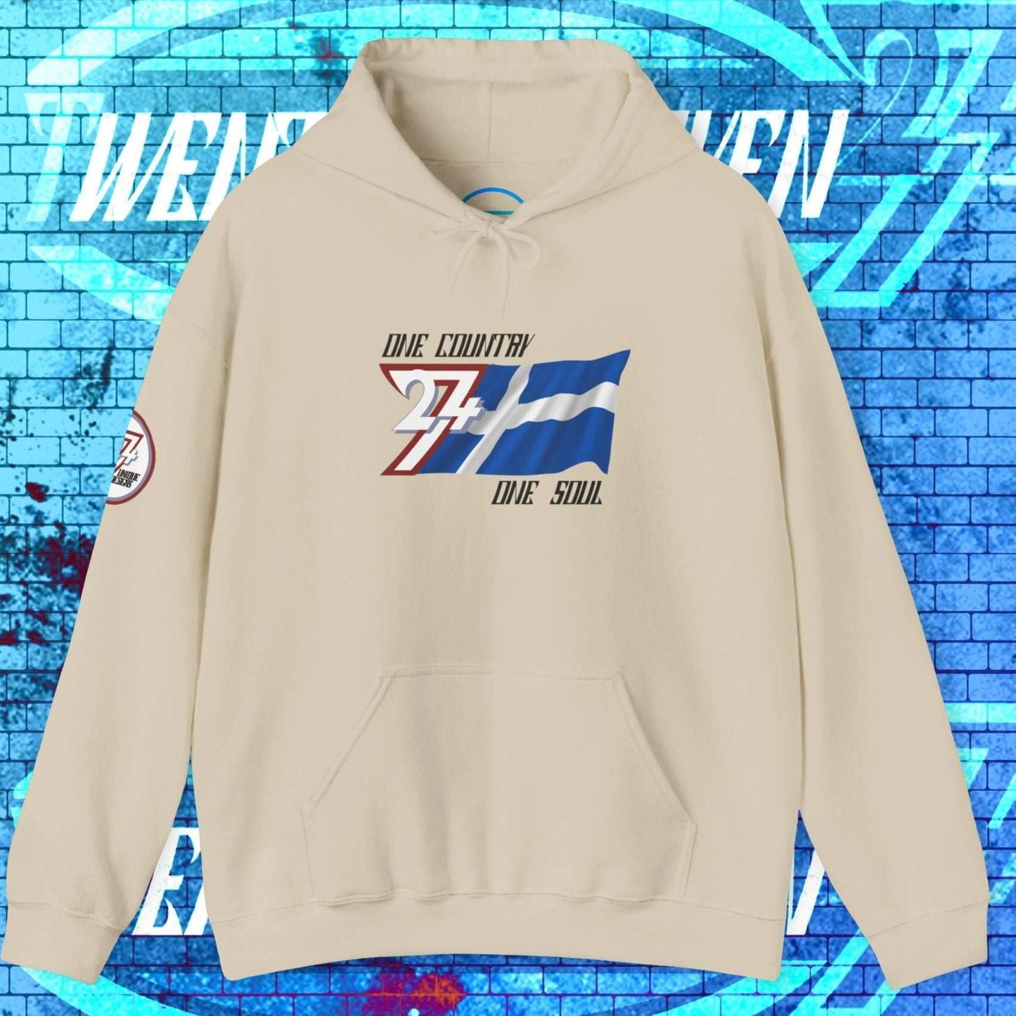 Minimalist Beige Finland hoodie, designed for an understated, high-end streetwear aesthetic.