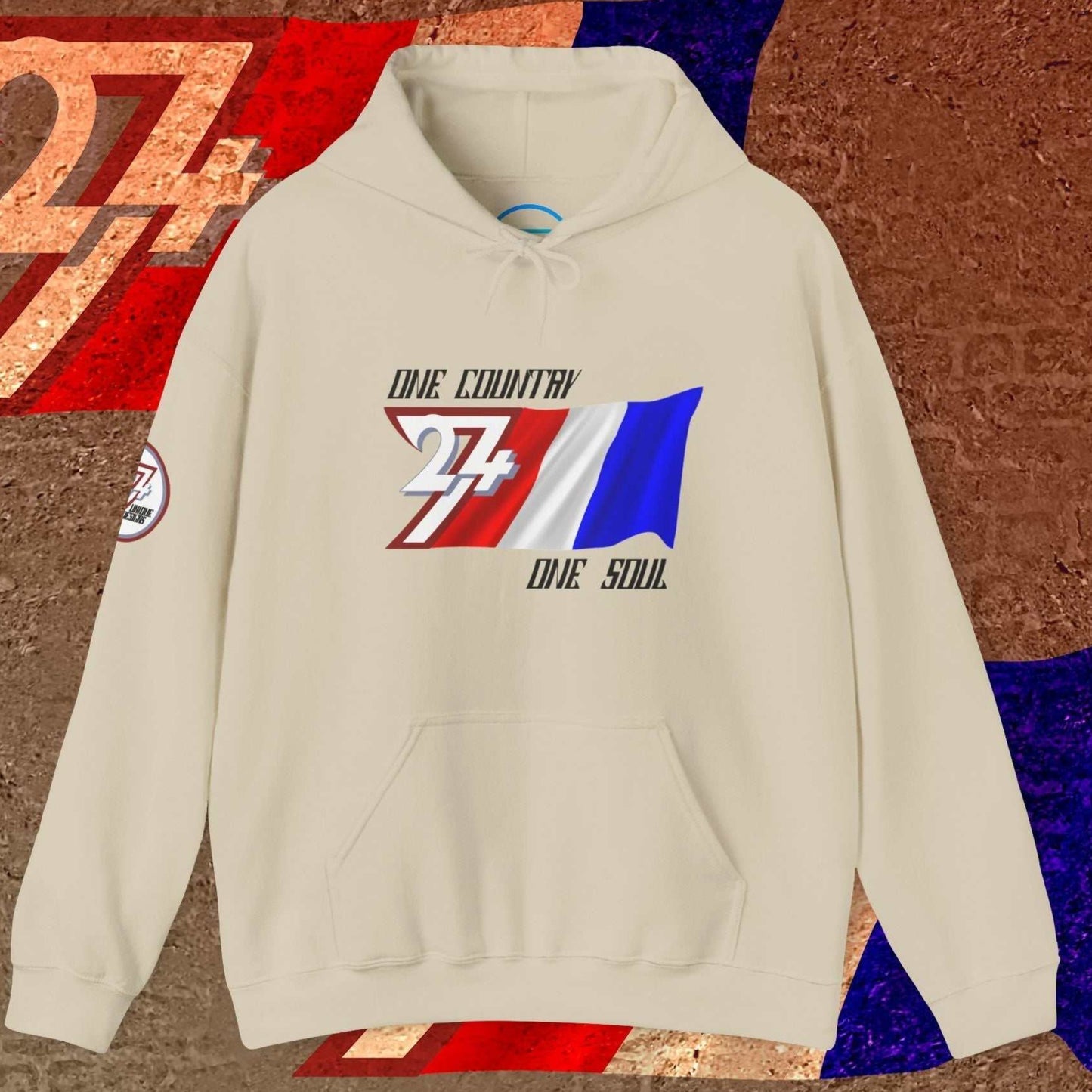 Minimalist Beige France hoodie, designed for an understated, high-end streetwear aesthetic.