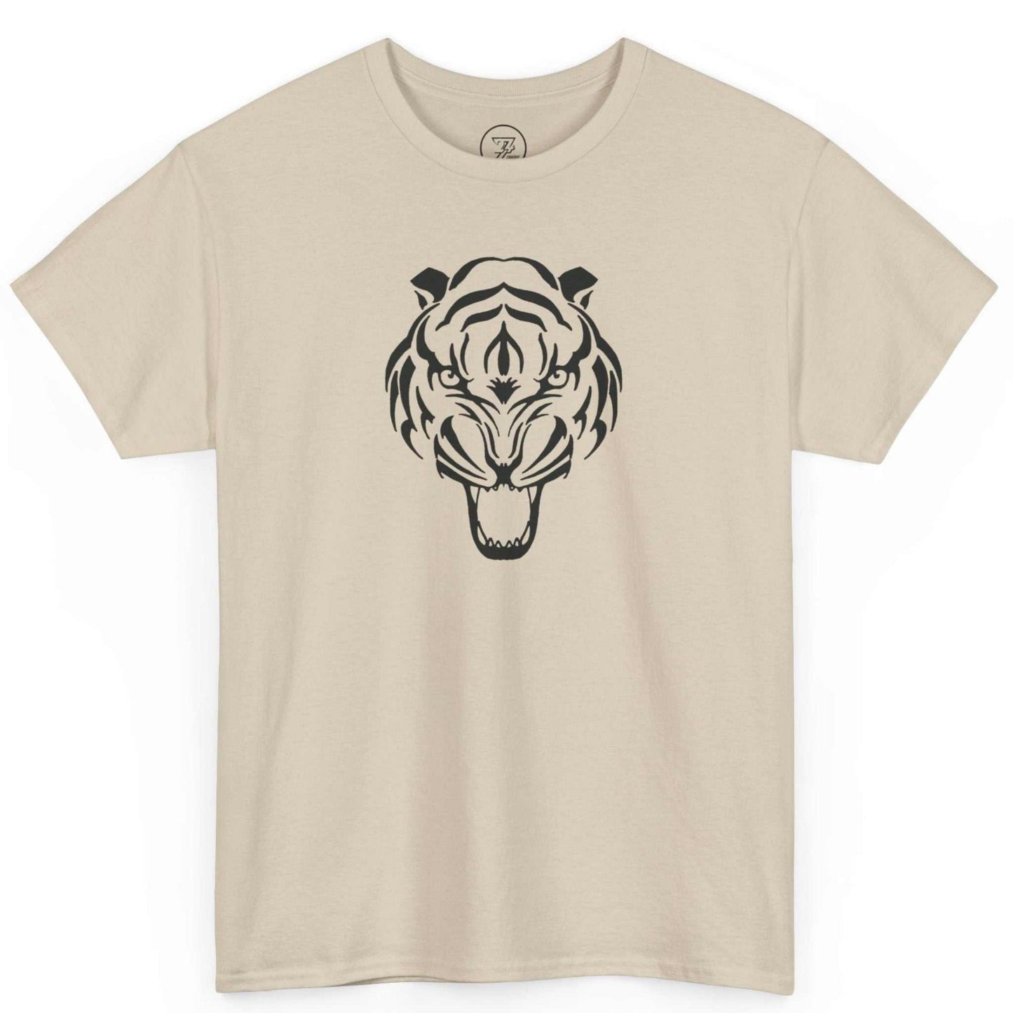 Flat lay of the beige kung fu apparel top featuring the oriental style illustration.
