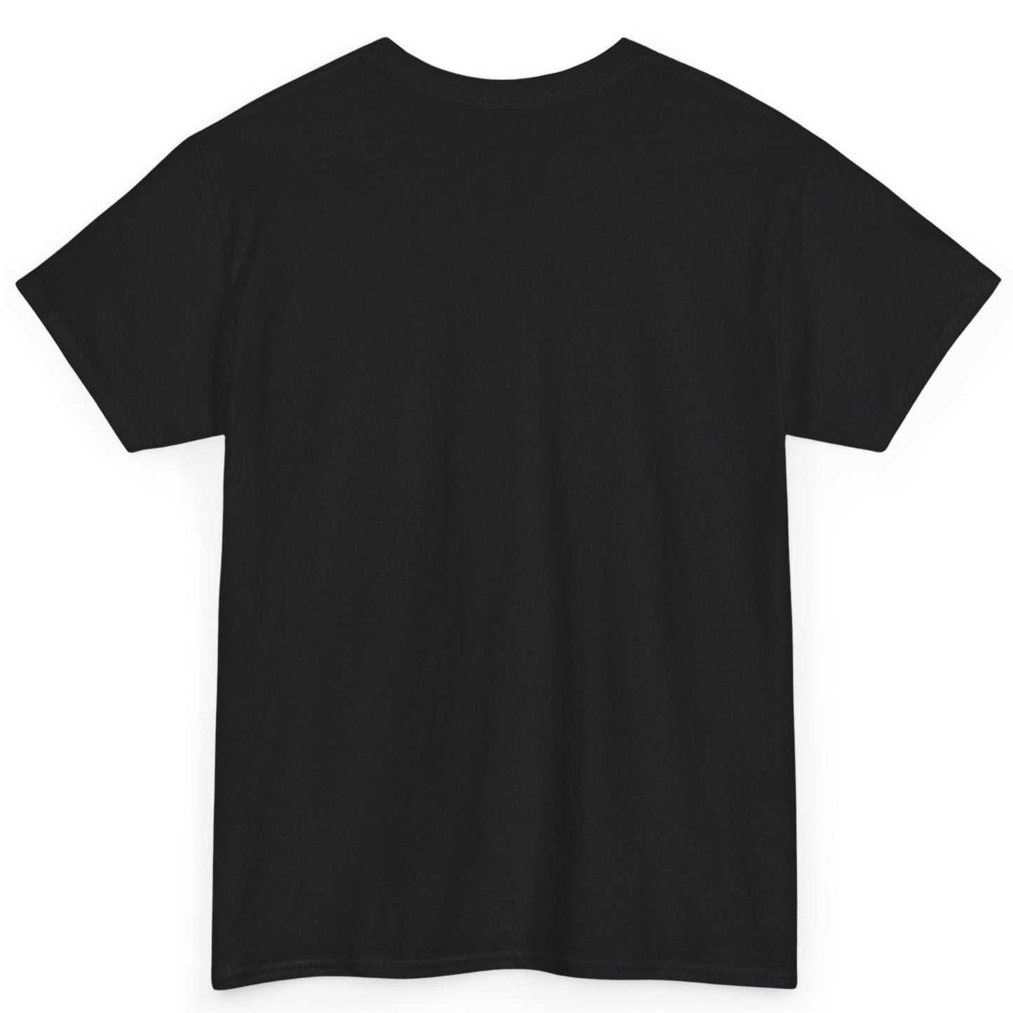 Back view of the black classic unisex fit custom printed futuristic tee.