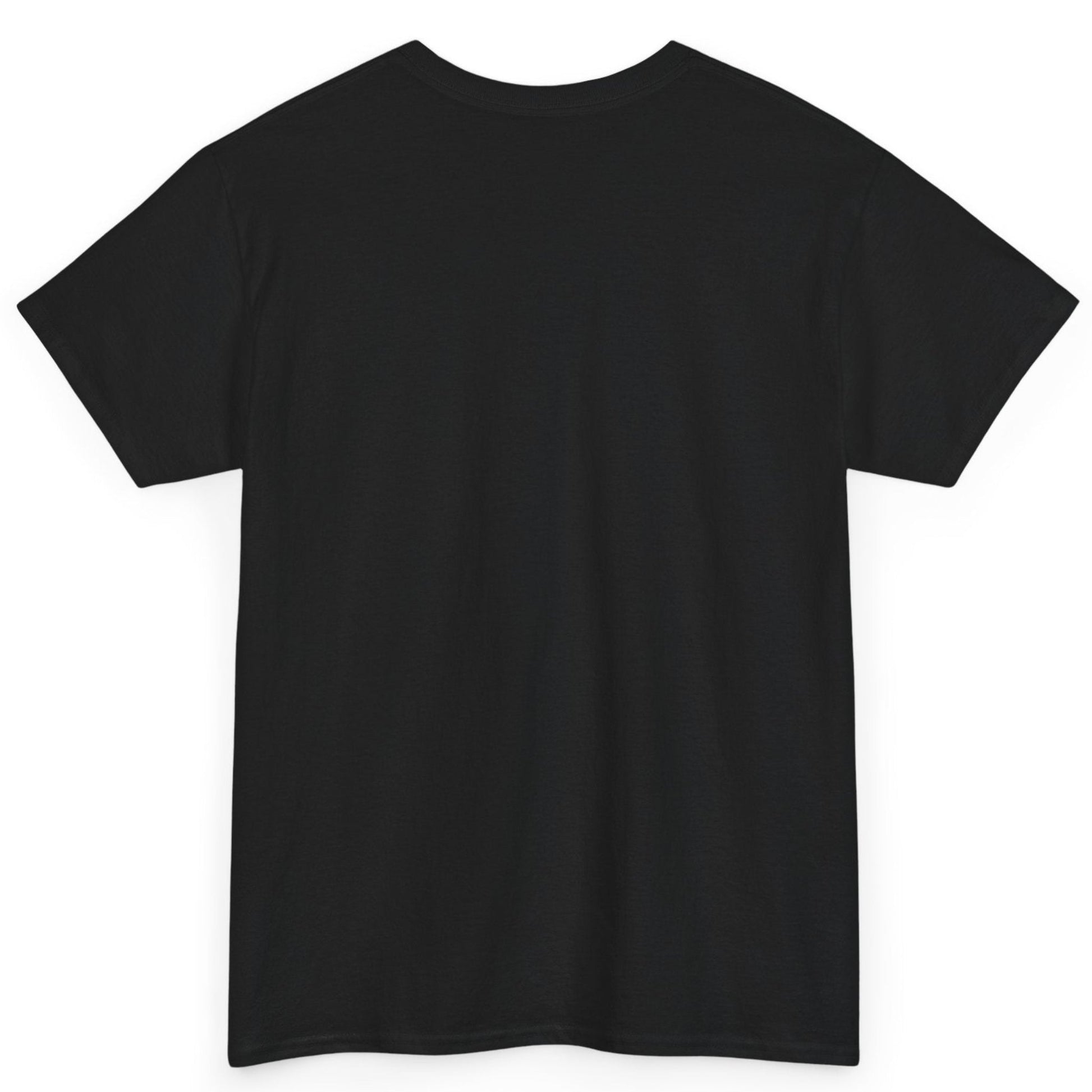 Back view of the black classic unisex fit custom printed futuristic tee.