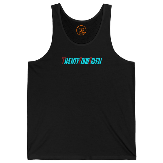 Solid black chic graphic shirt for women showcasing a bright color pop logo.