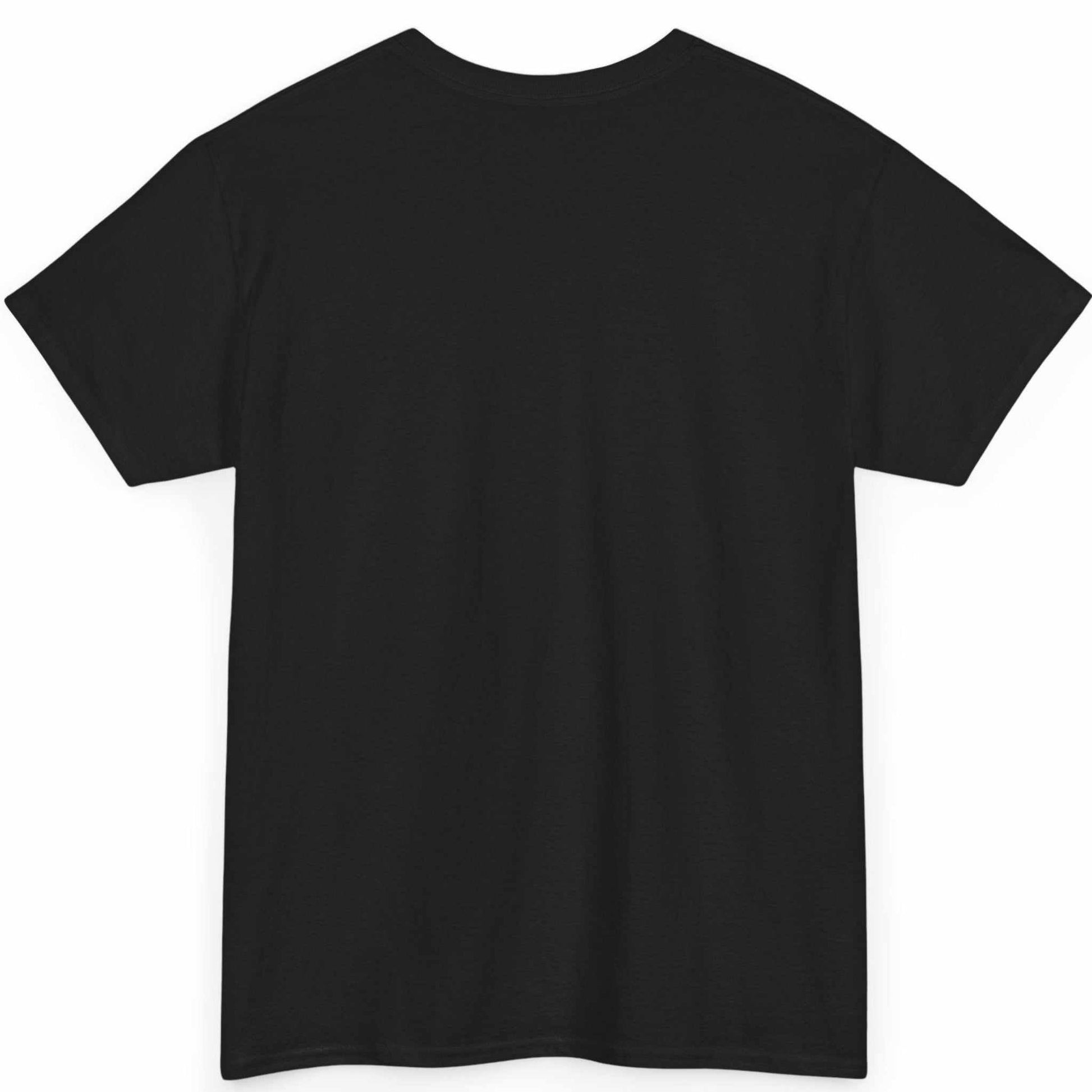 Back view of the black funny broccoli weightlifting shirt, showing the clean, unprinted back canvas.