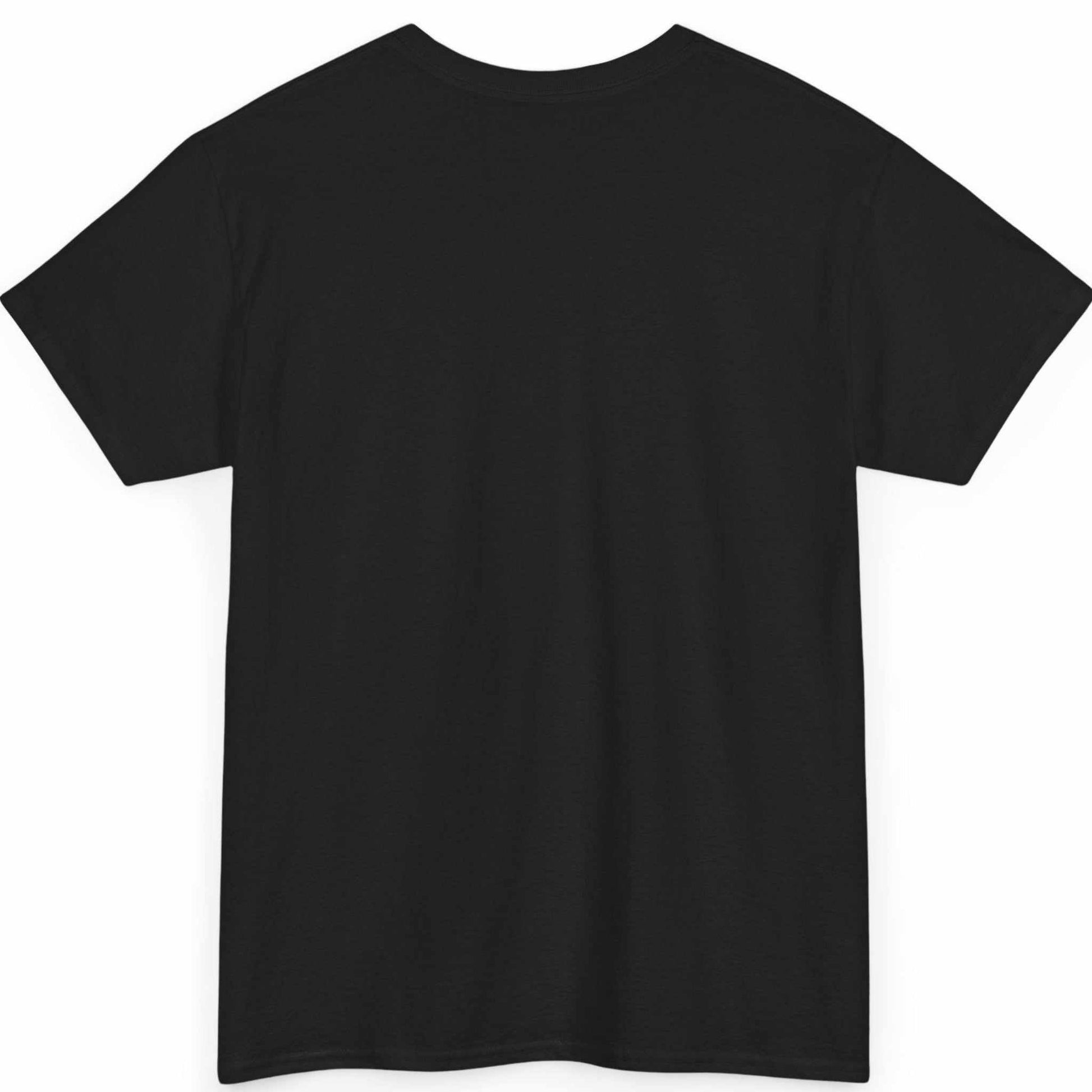 Back view of the black hip-hop streetwear t-shirt, showing the clean, unprinted cotton tubular back canvas.
