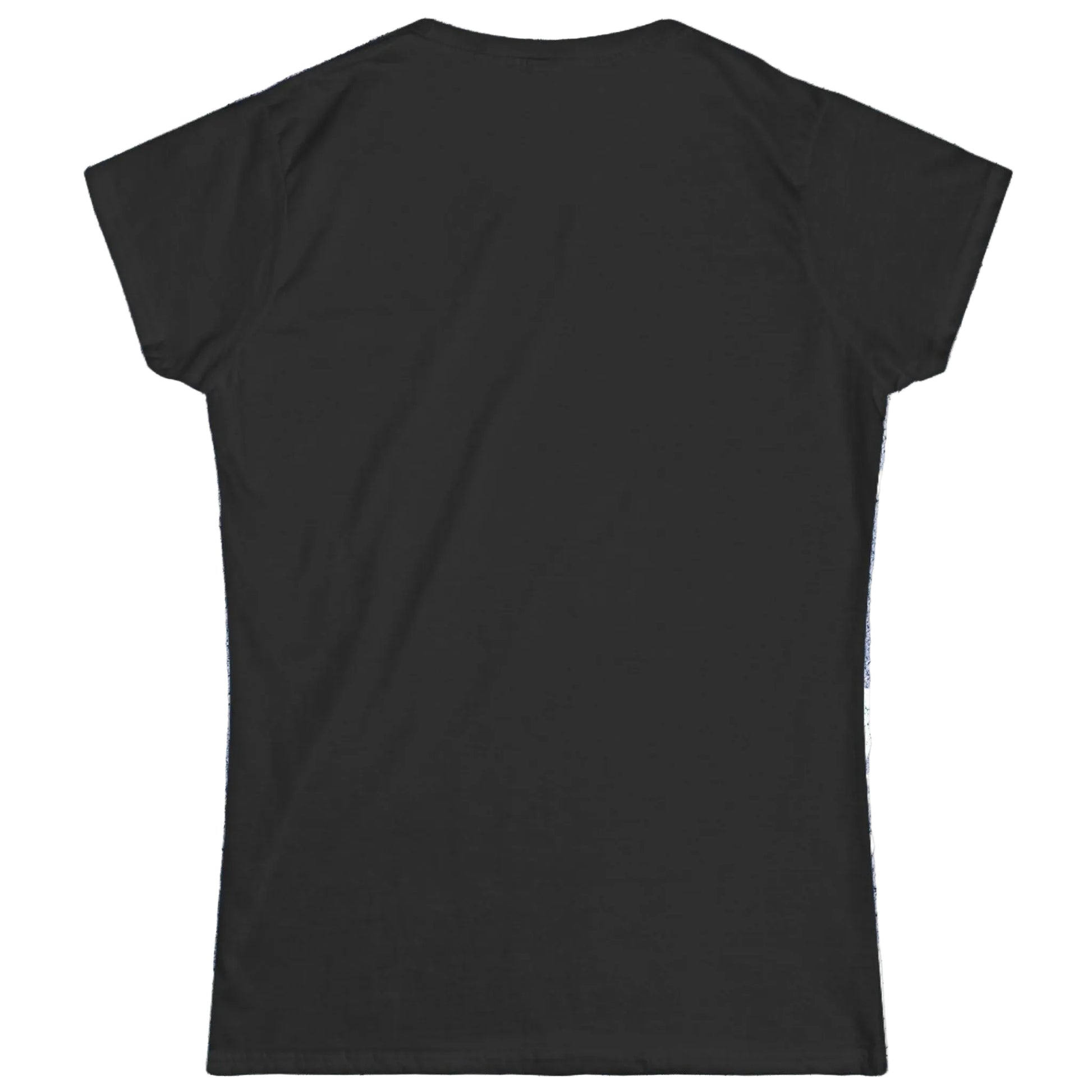 Back view of a plain black premium quality women's cotton tee.