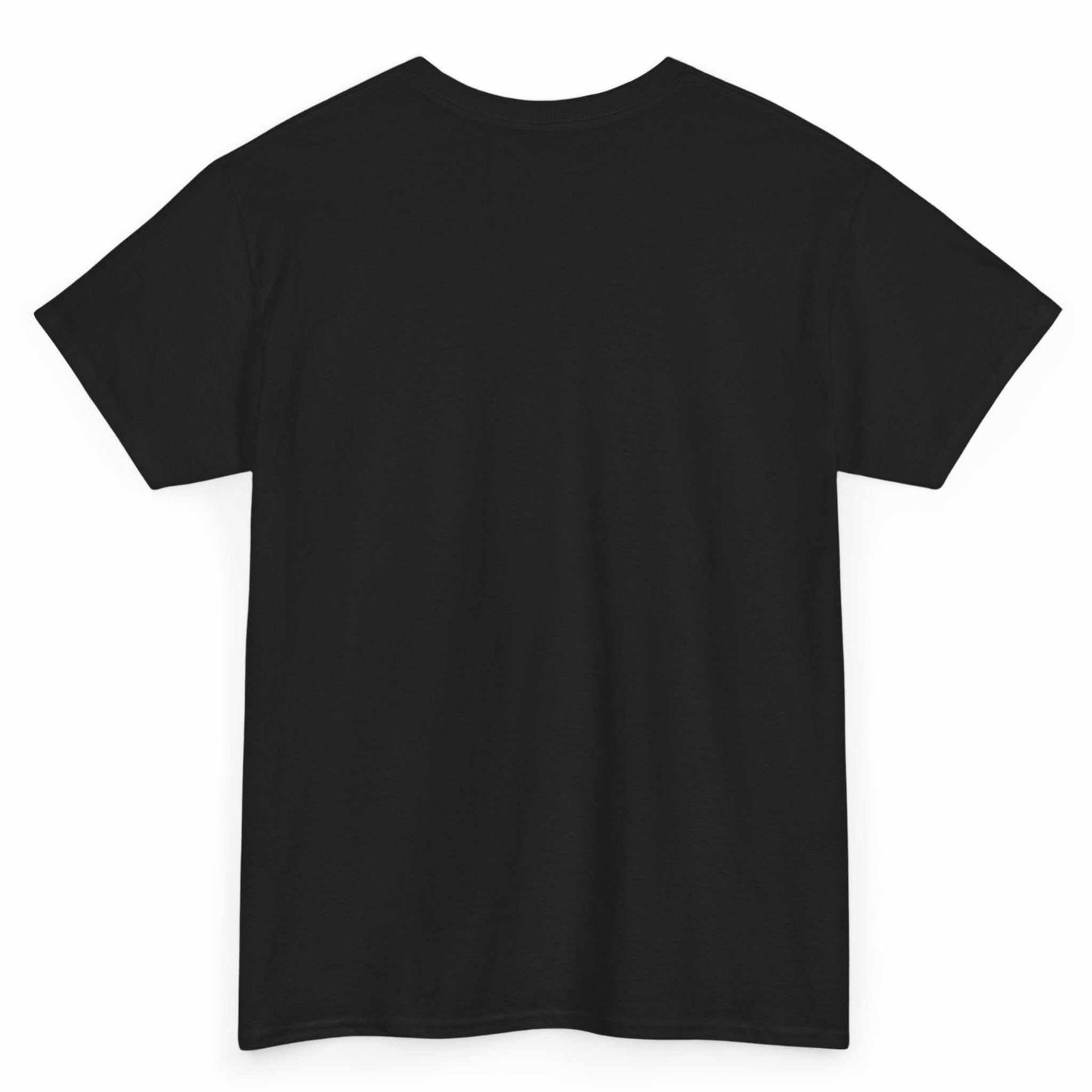 Rear view of the black retro 80s streetwear top showing the standard drape.