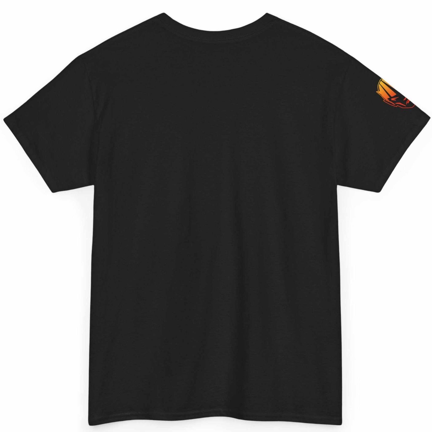 Back view of the black seamless tubular cyberpunk streetwear shirt.