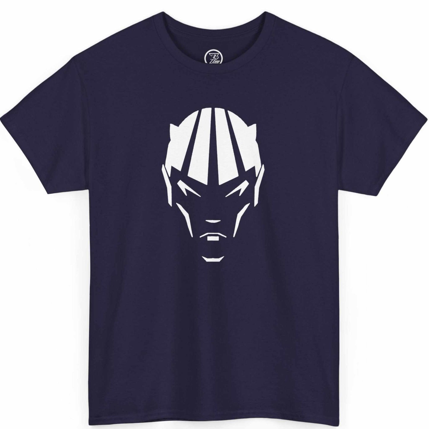 Deep purple dark fantasy roleplayer tee featuring the original character head silhouette, laid flat.