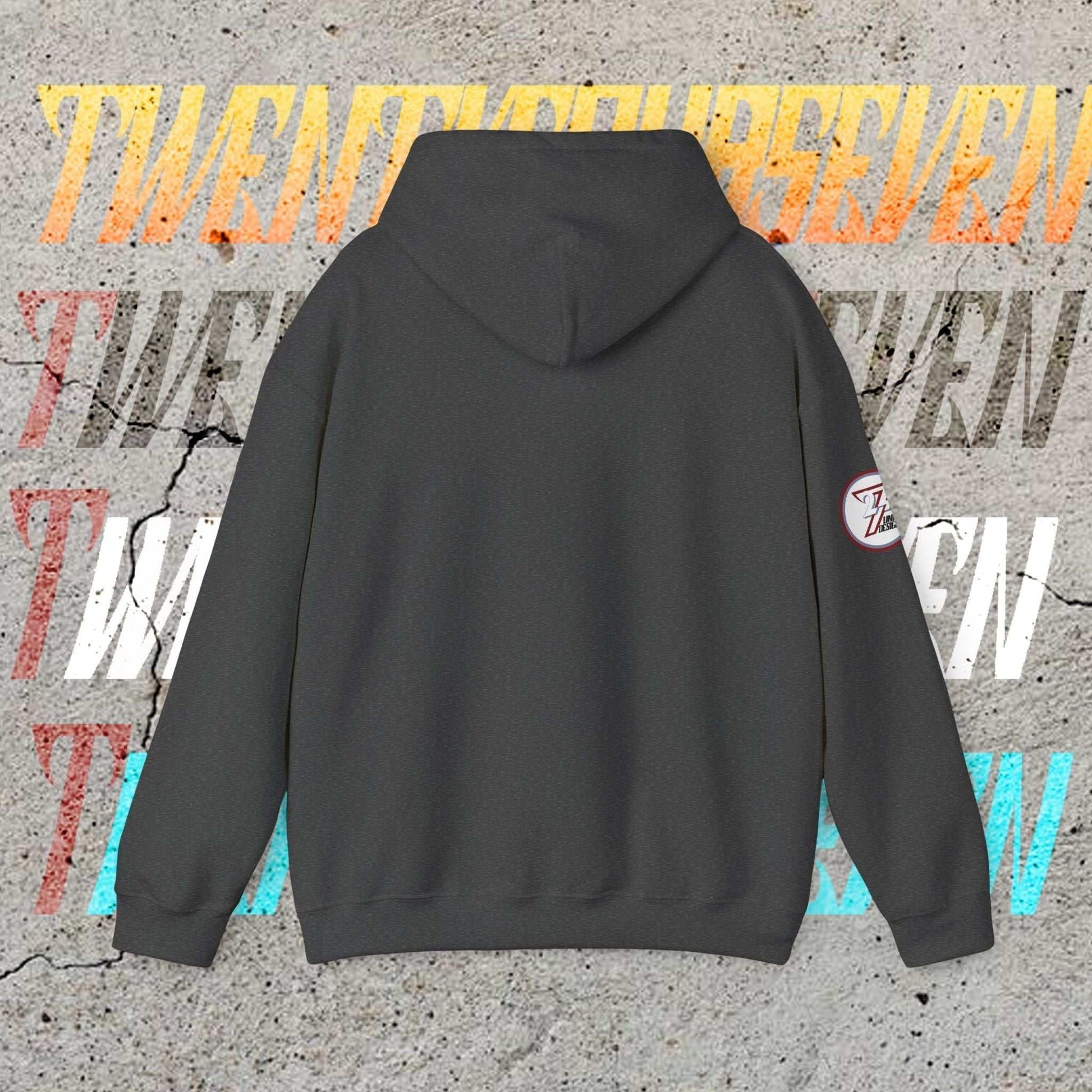 Rear perspective of the Portugal flag hoodie showing the clean, unprinted back and double-lined hood detail.