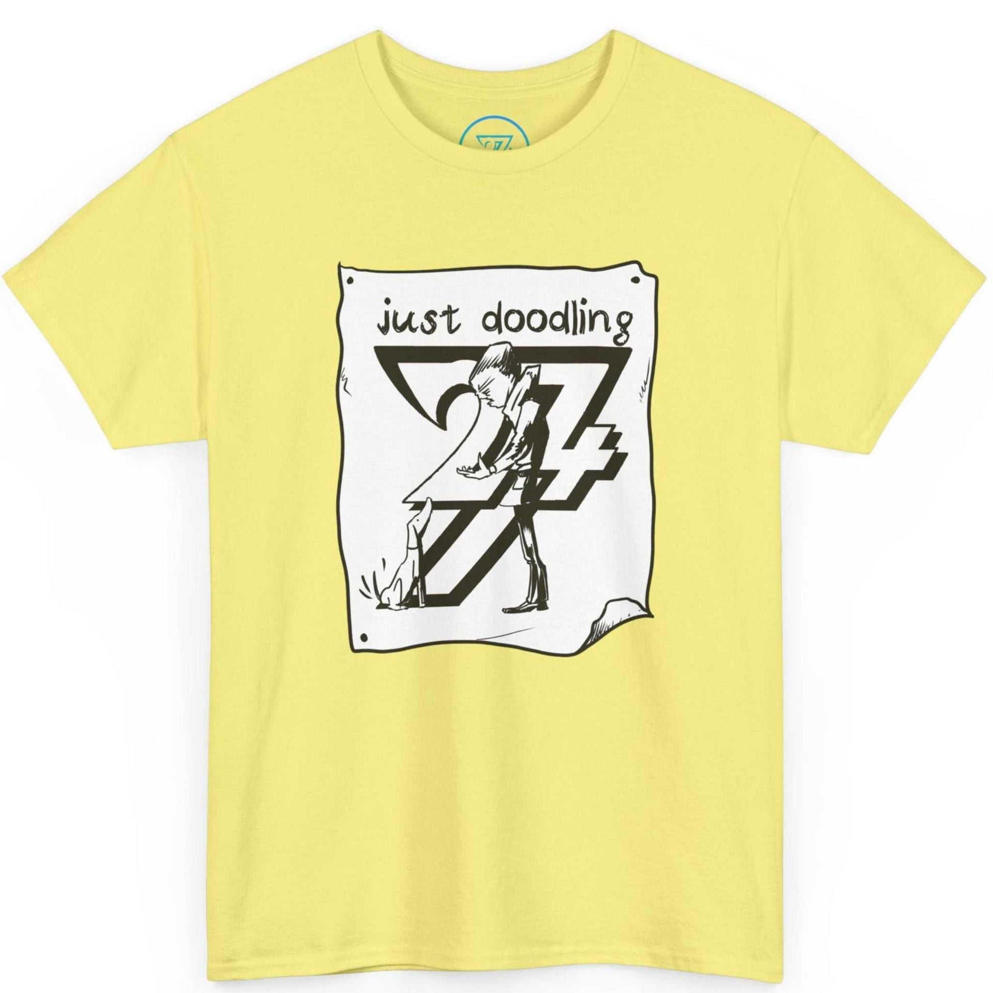 Light yellow corn silk artist sketch dog clothing showcasing the playful illustration, laid flat.