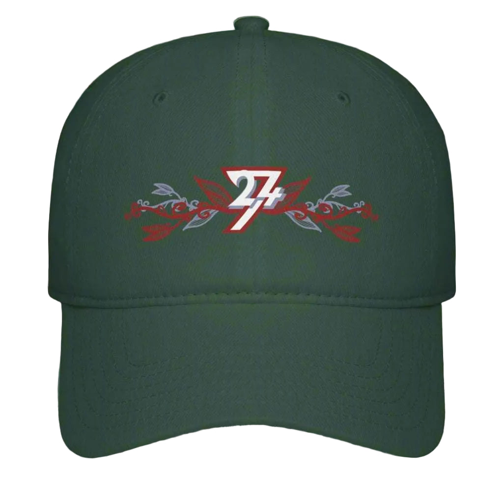 Unique design Horizontal Floral Baseball Cap dark green front
