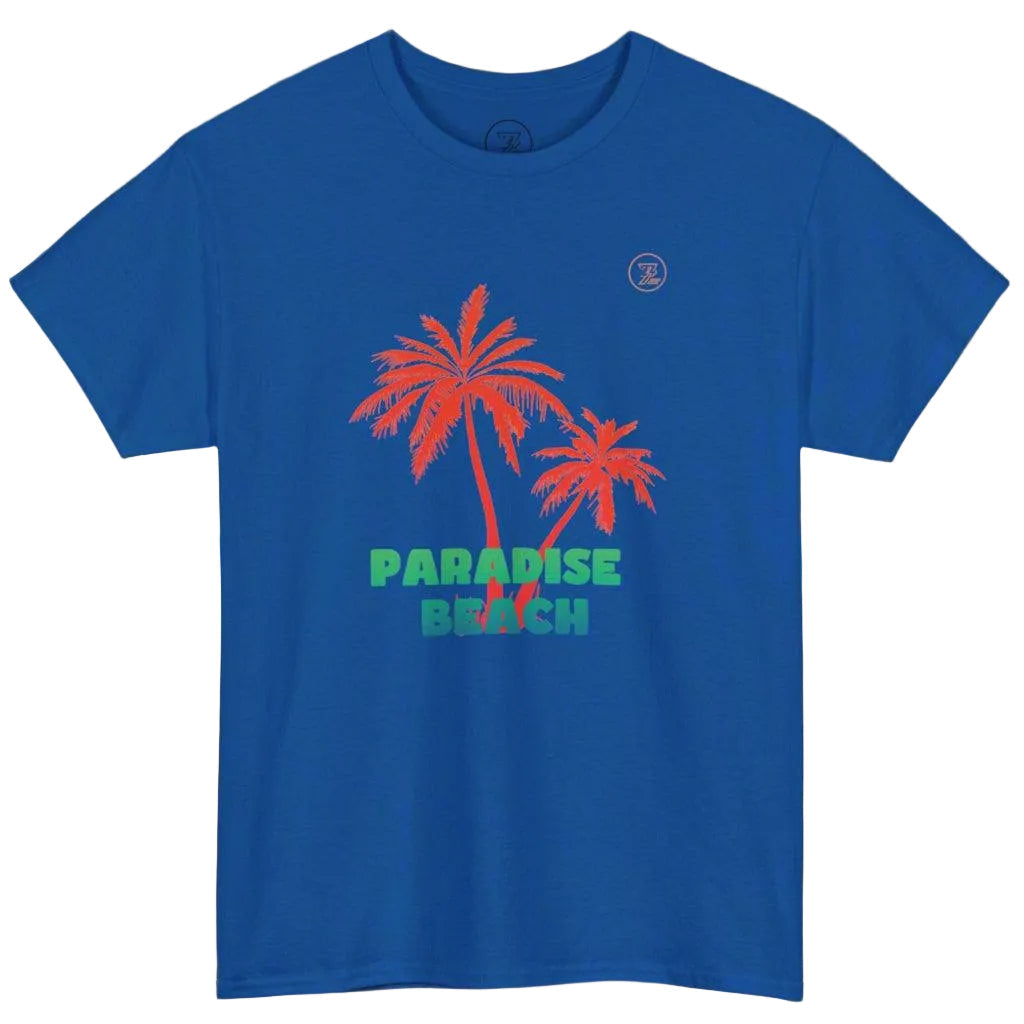 Royal Blue Retro Palm Tree T-Shirt showcasing vintage palm tree art.