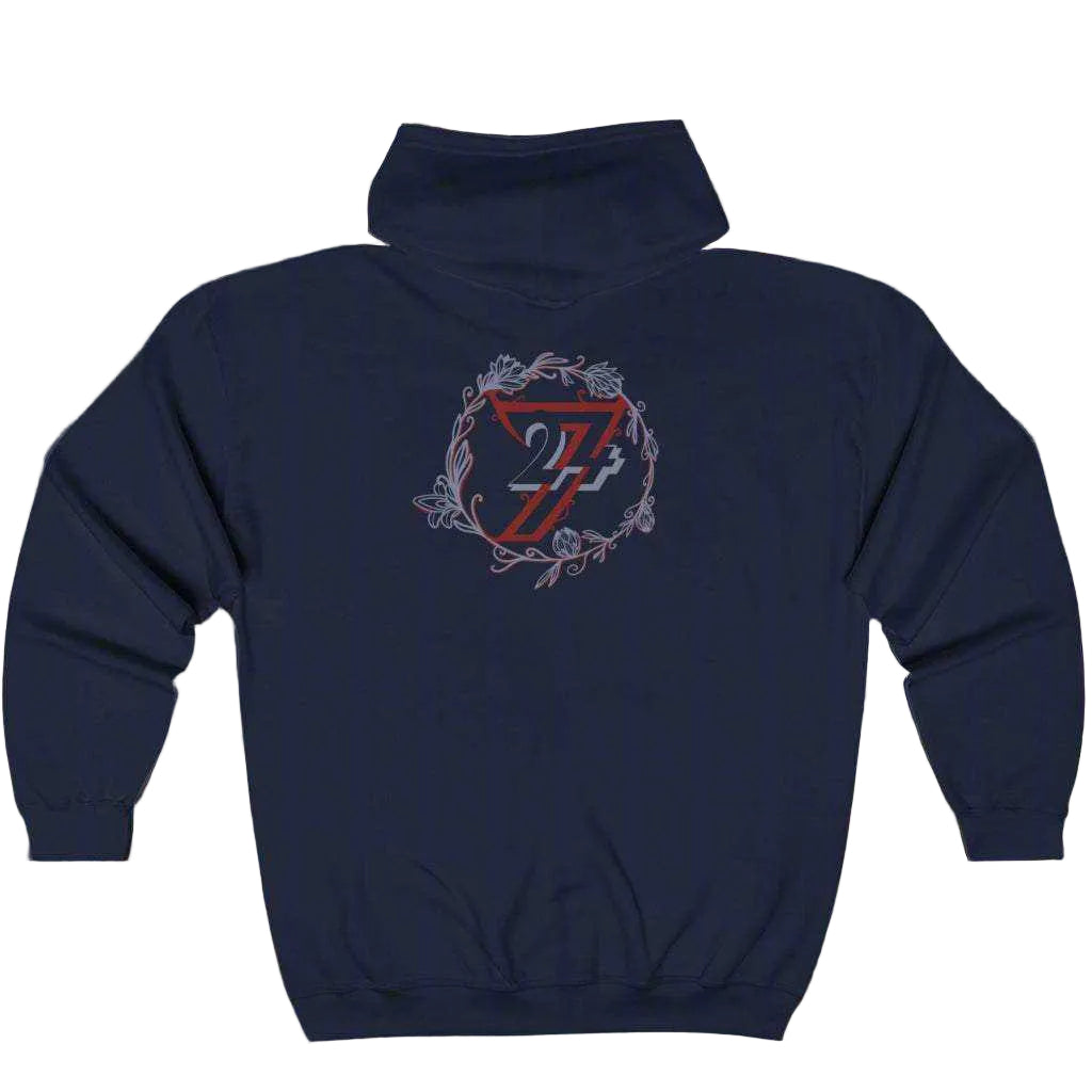 Floral design hoodie navy back