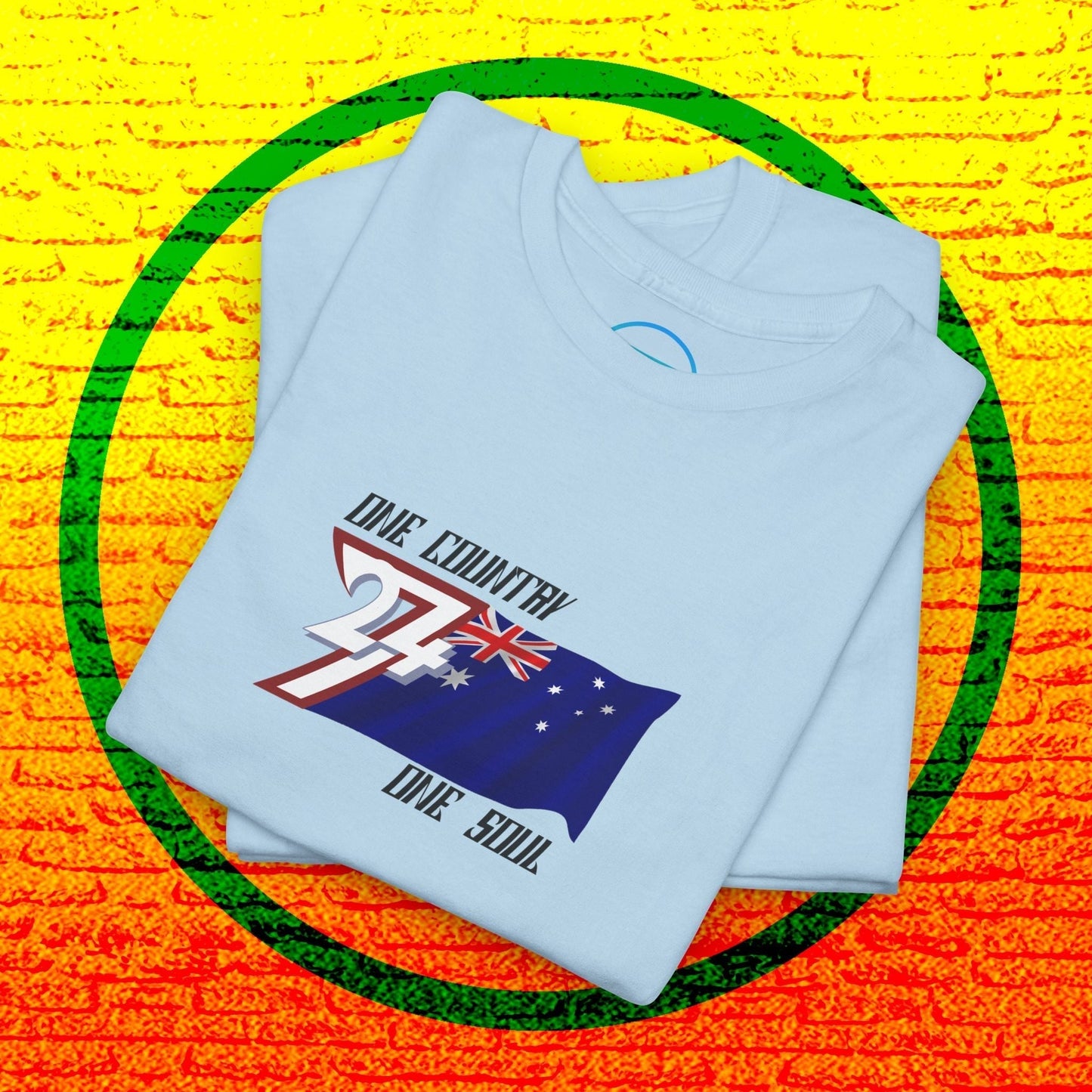 A professional display of the Australia flag t-shirt in Charcoal, folded to showcase the refined hand-drawn graphic and high-quality fabric finish.