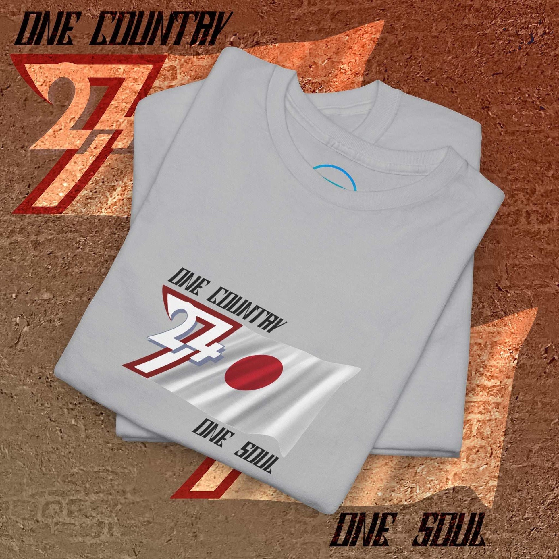 Folded sport gray unique Japan graphic tee