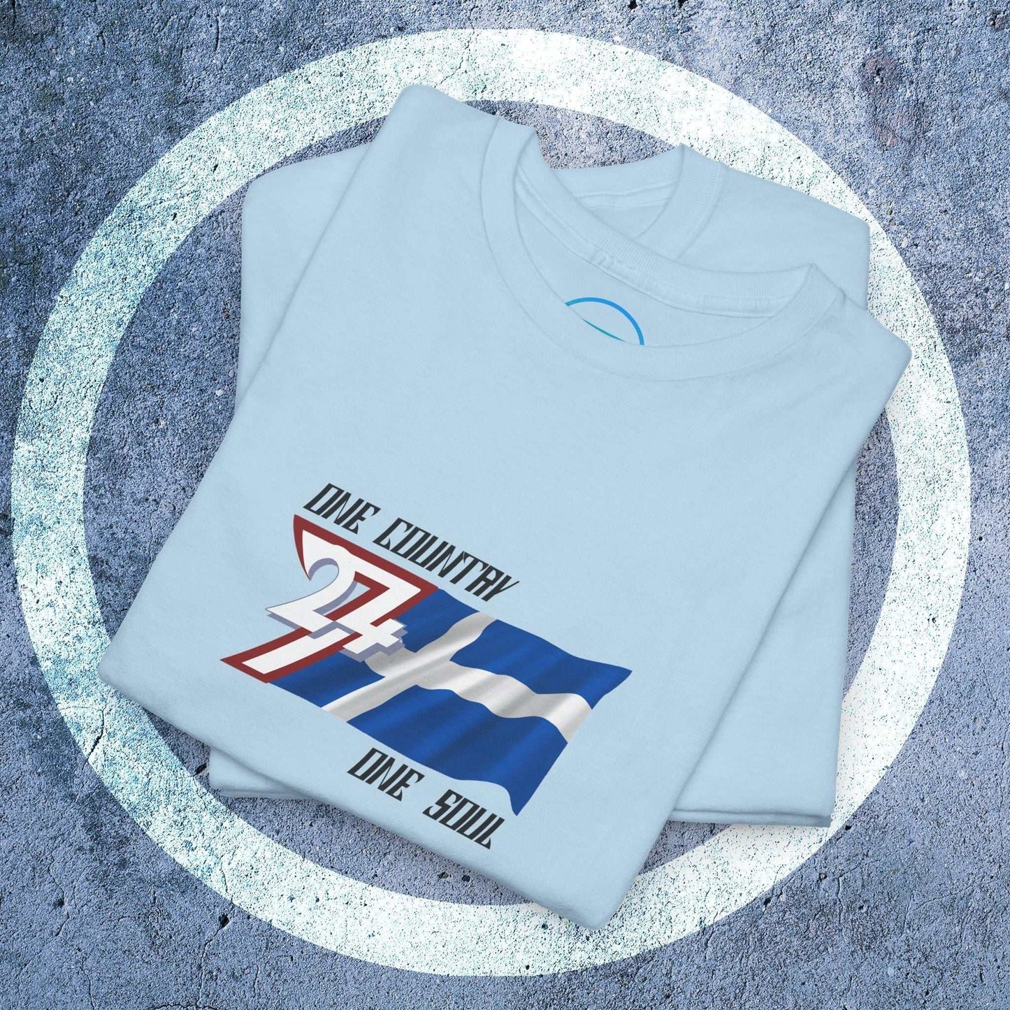 Folded view of the Light blue Finland Graphic Tee