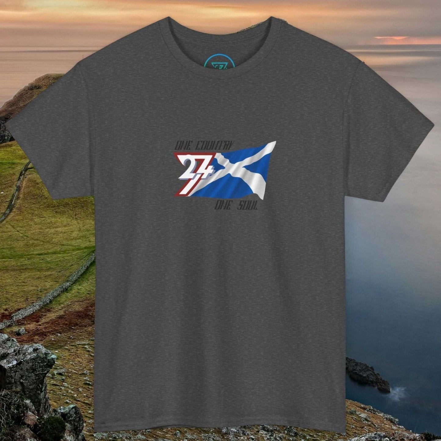 Scotland Graphic Tee with hand-drawn Saltire design on unisex cotton shirt