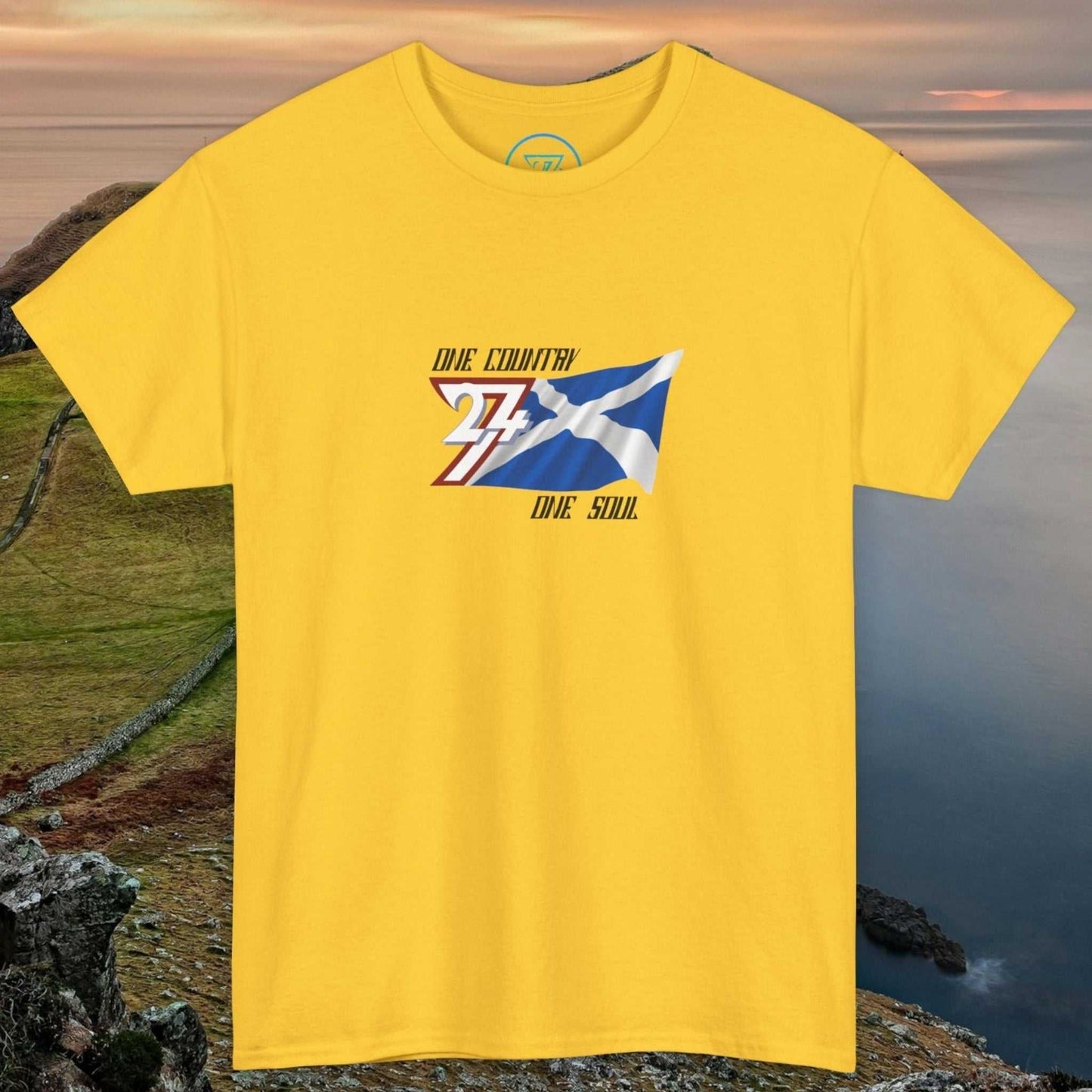 Unisex Scotland Graphic Tee with hand-drawn Saltire design and premium cotton fit