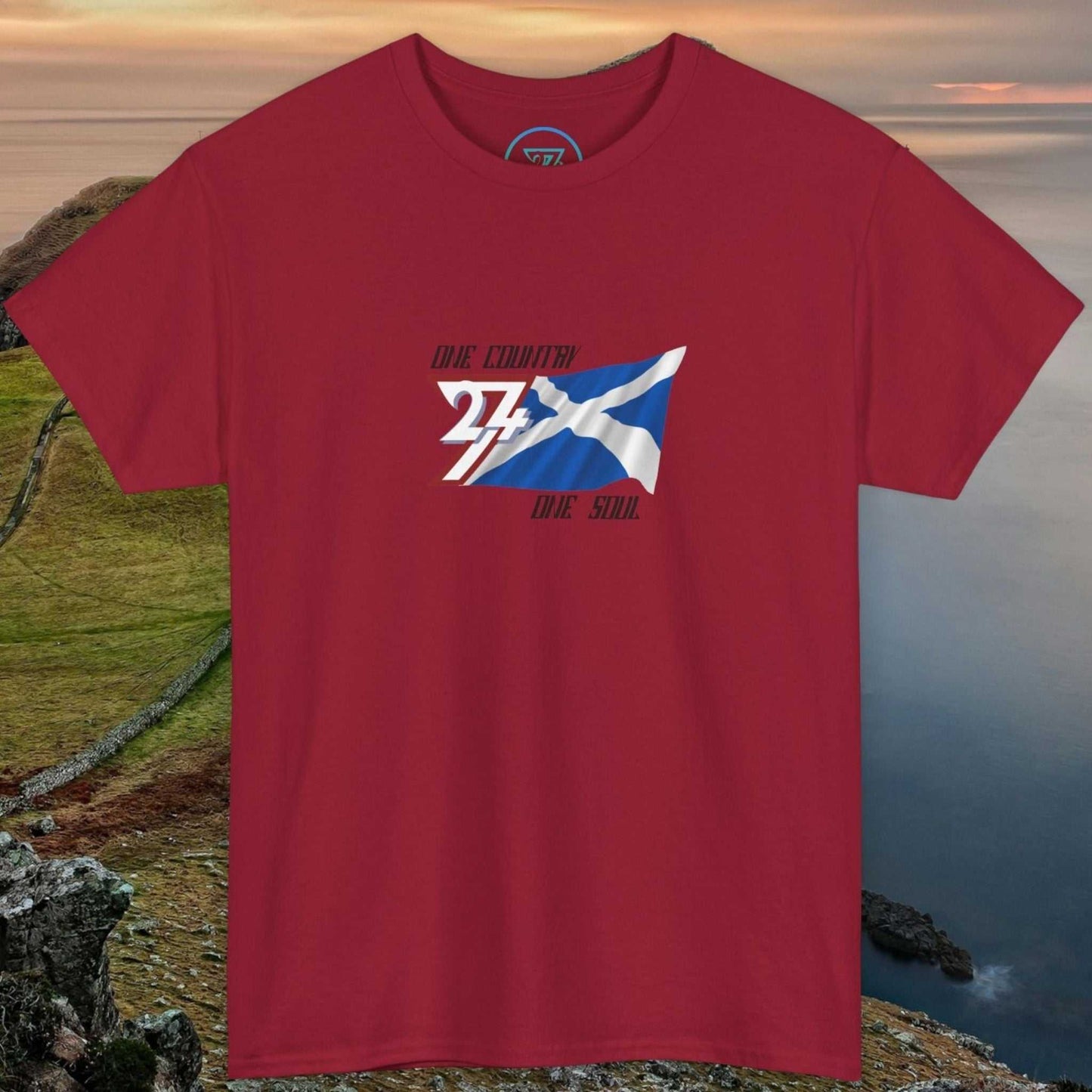 Unisex Scotland Graphic Tee with hand-drawn Saltire design on soft cotton
