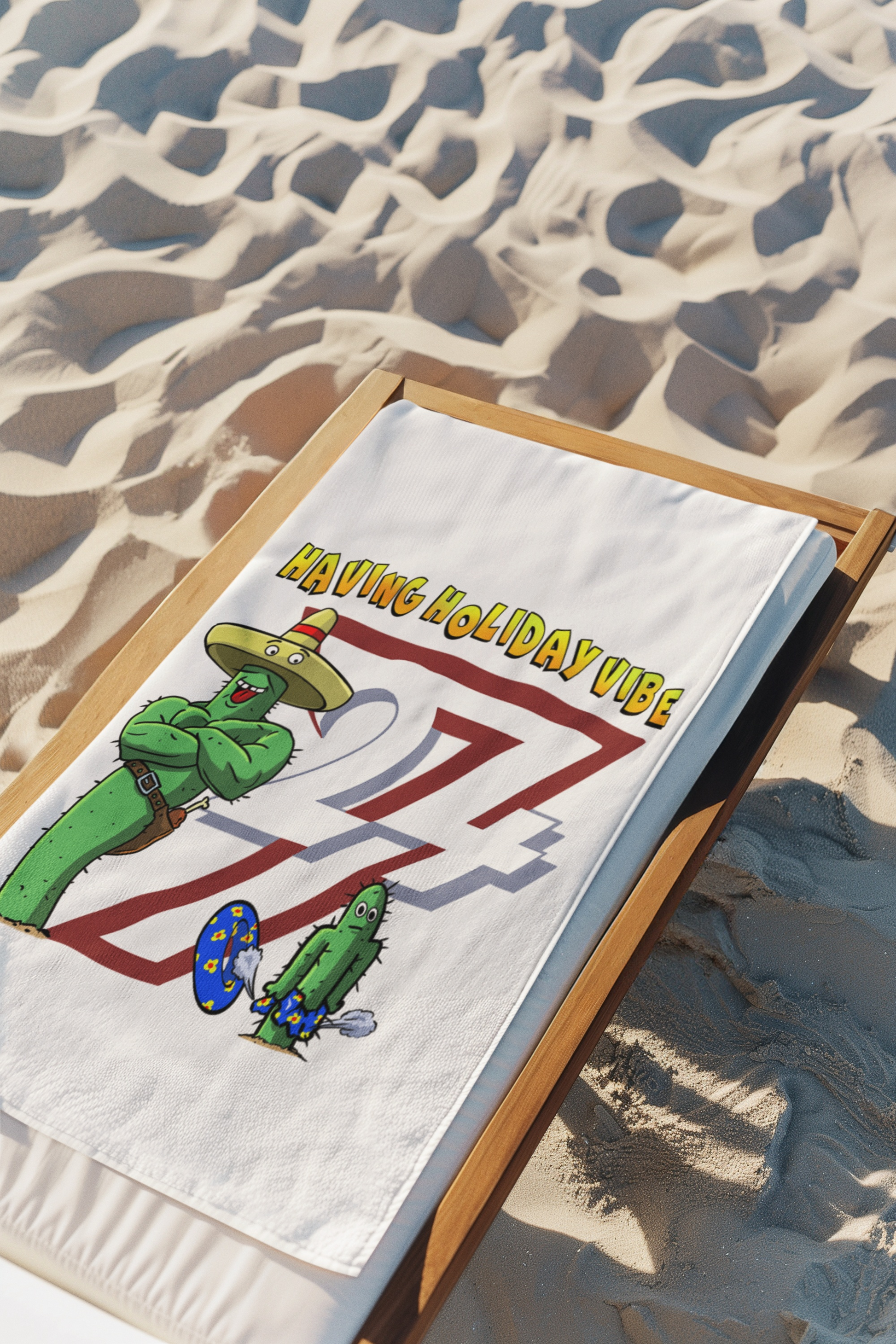 Funny Cactus Beach Towel with 24/7 Unique Designs Logo